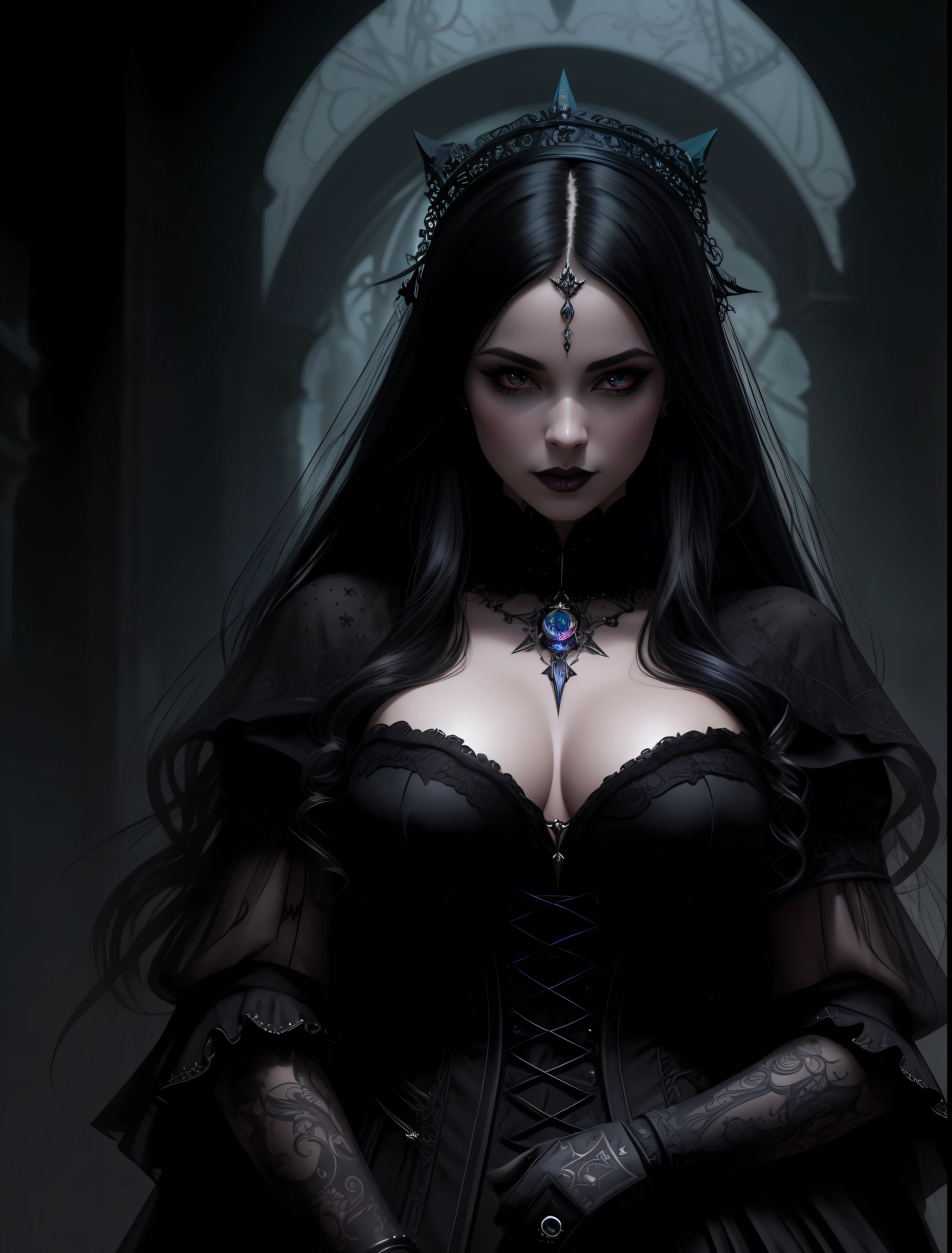 oscuro, profano, mal, astral, Estilo olpntng espeluznante, vampiro, mistic, Bonita cara perfecta con piel suave, Retrato de arte conceptual por Greg rutkowski, Artgerm, hyperdetailed intricately detailed gothic art trending on artstation triadic colors, Motor irreal, fantastical, Detalles intrincados, splashscreen, colores complementarios, fantasy concept art, 8K resolution, gothic deviantart masterpiece, oils, trazos intensos, goteo de pintura, oscuro, profano, mal, astral, horripilante,