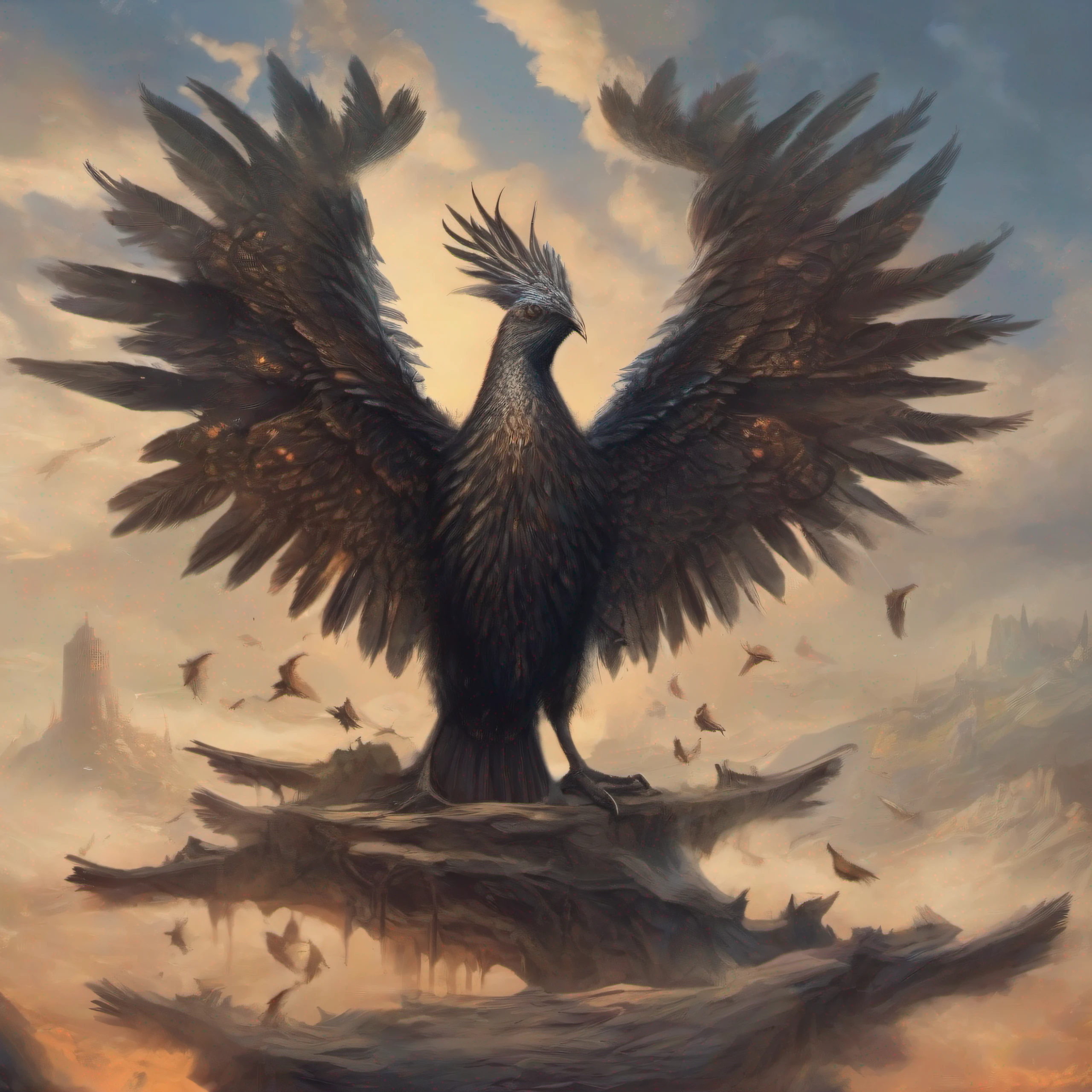 A strange bird with nine heads