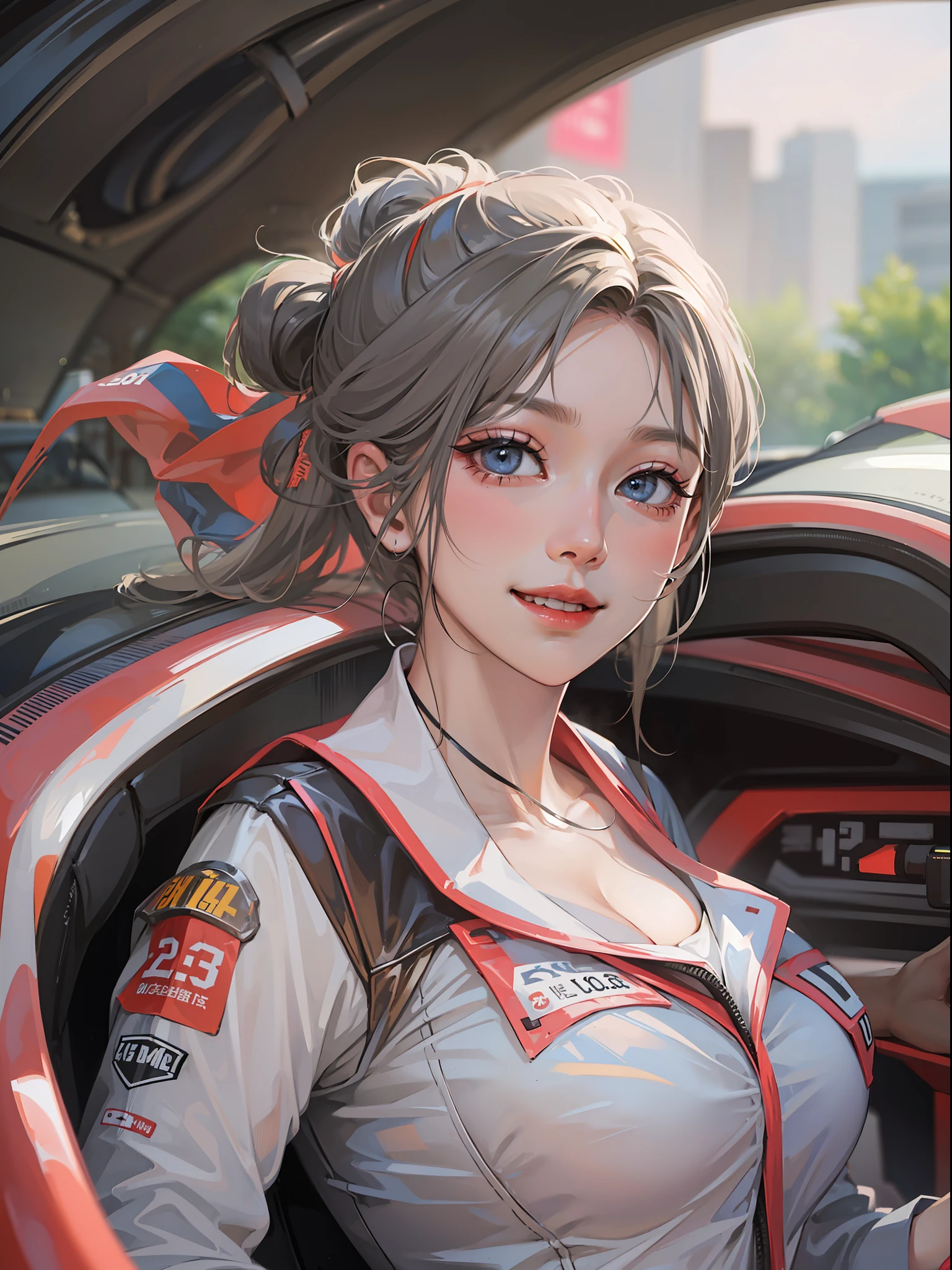 Magic Racing Car Ride on、(huge bust femele8.9)、Refreshing smile、