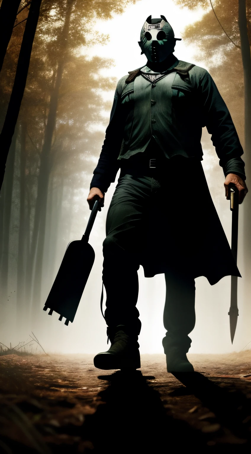 capa de um filme com o jason voorhees e o leatherface