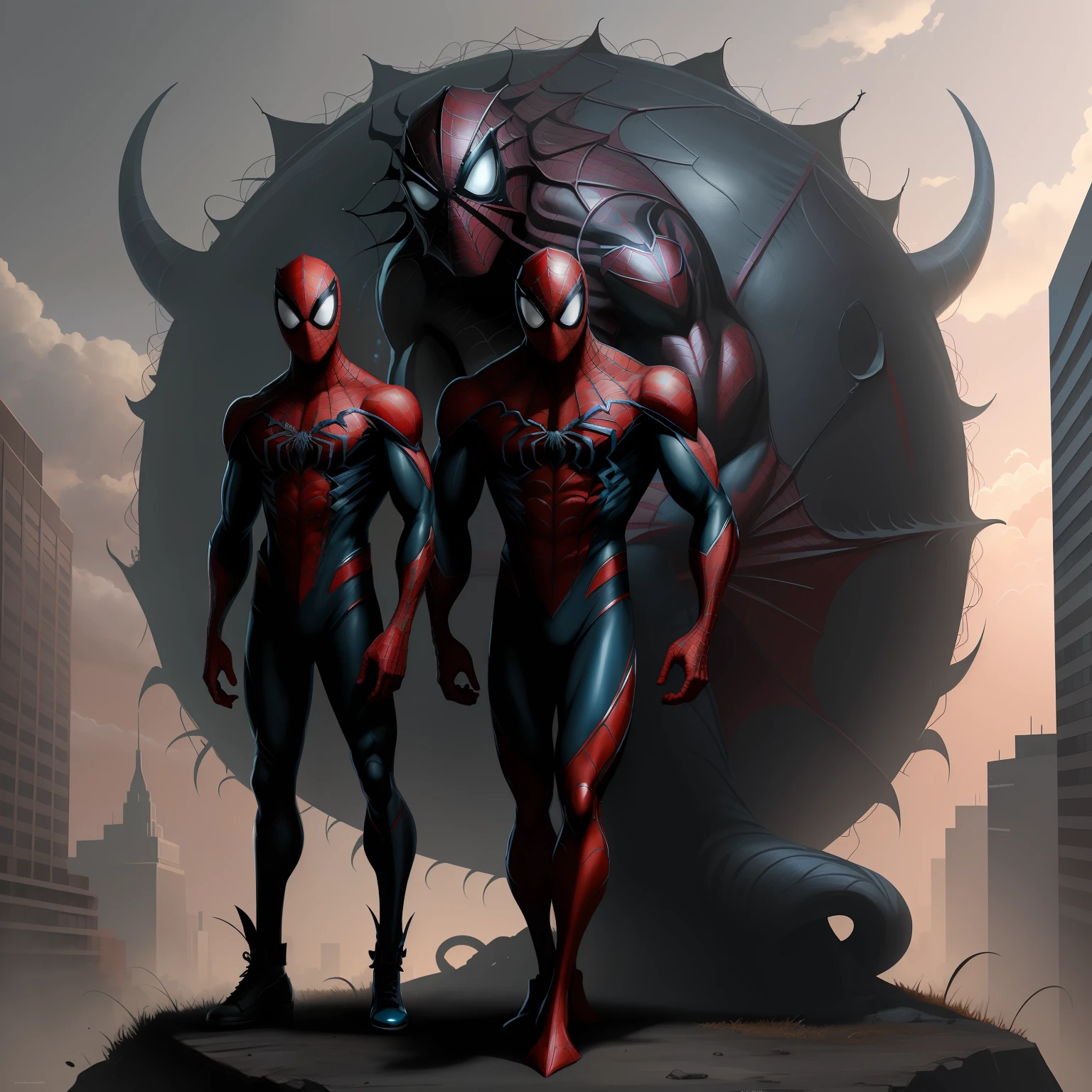 A Vanz monster design,ultra - detailed,Riding Spider-Man