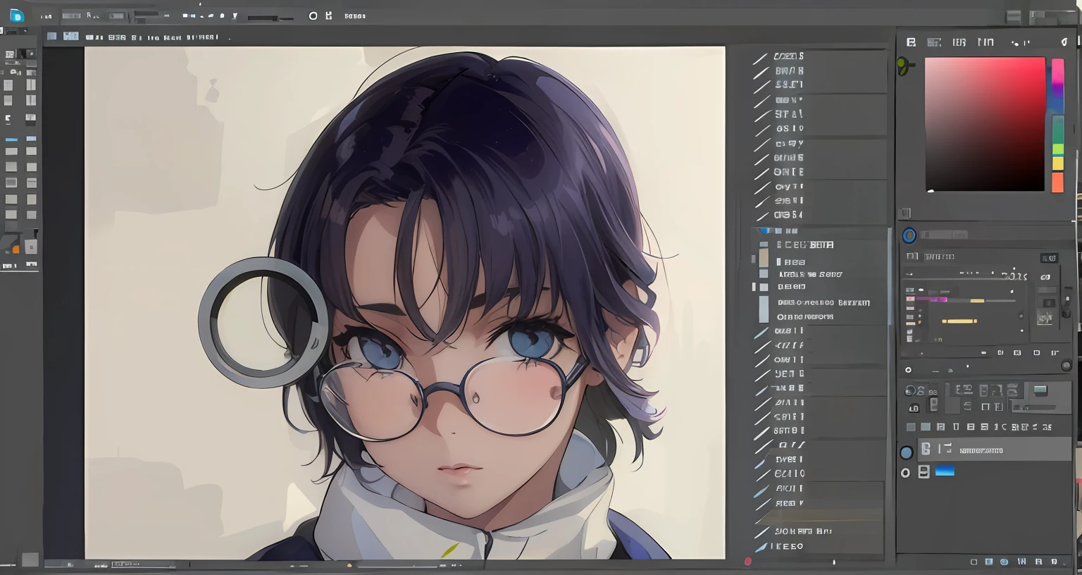 Close-up of a girl with a pair of glasses on her face, Anime style mixed with Fujifilm, Retouch in Photoshop,eye looking to camera，