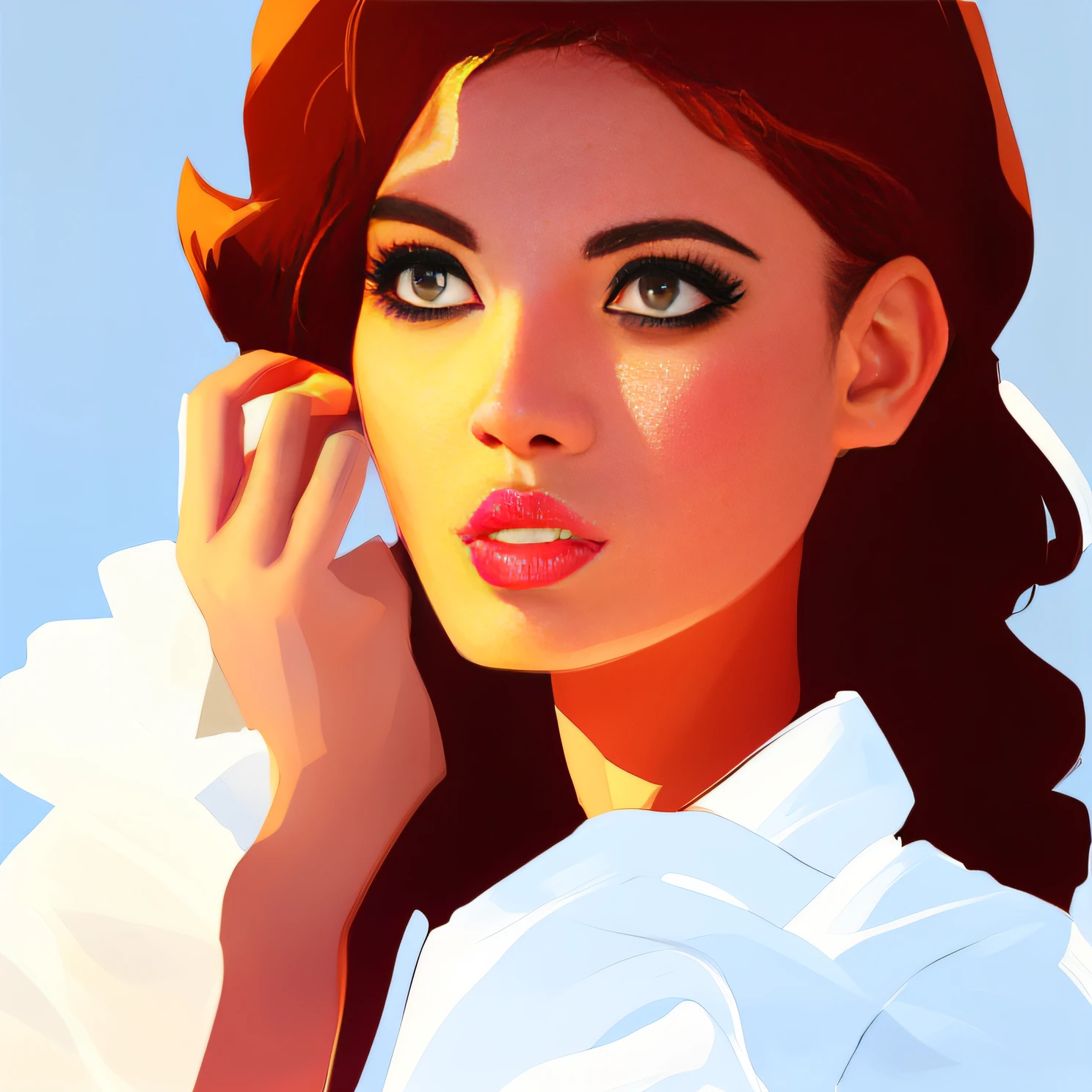 painting of a woman with blue eyes and a white dress, glossy digital painting, digital art ilya kuvshinov, gorgeous digital painting, elegant digital painting, digital cartoon painting art, cartoon digital painting, 4k digital painting, 4 k digital painting, hd digital painting, detailed digital painting, beautiful digital painting, digital painting art, digital 4k painting, digital art painting