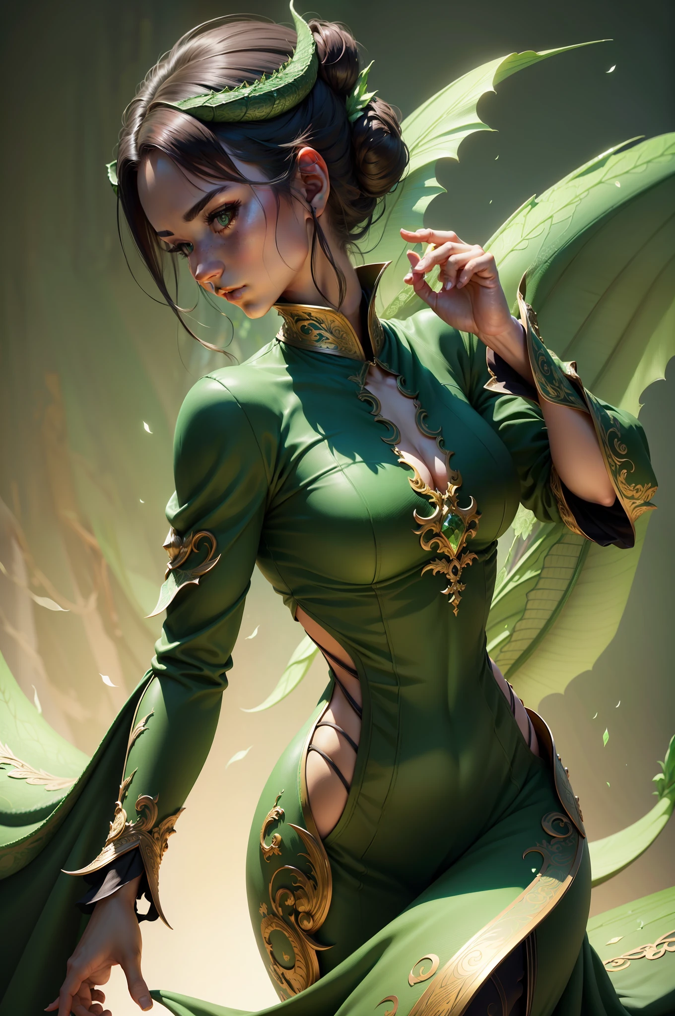 green dragon,extremely detailed CG , 8k_wallpaper , extremely delicate and beautiful fabric , beautiful detailed background ,(extremely delicate and beautiful fabric , beautiful detailed surround , masterpiece} , best quality , highres , good anatomy , hyper detailed , beauty , perfect hand , ultra-detailed , beautiful --auto