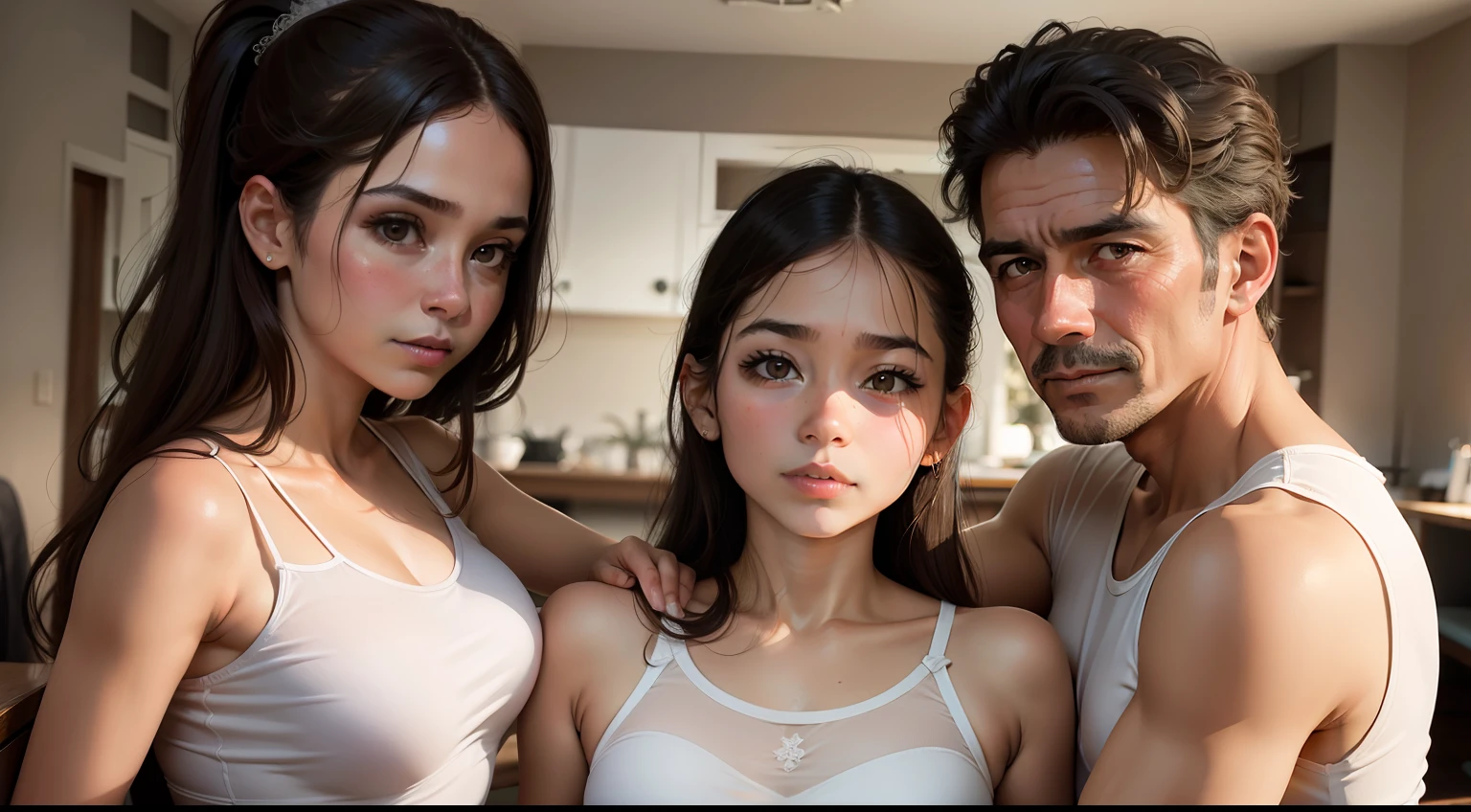 hija bailarina de ballet con sus padres elgantes y orgullosos