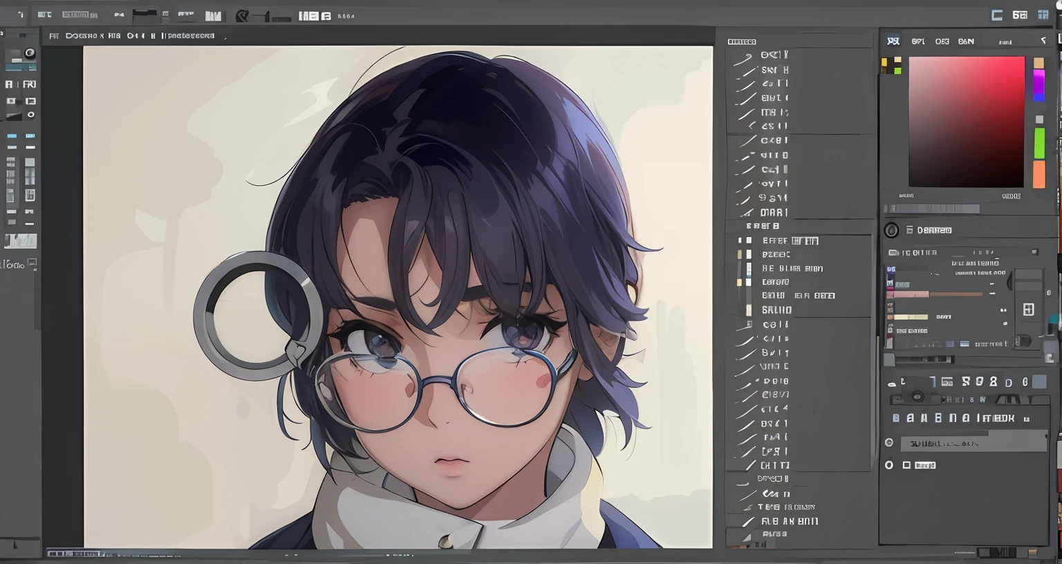 Close-up of a girl with a pair of glasses on her face, Anime style mixed with Fujifilm, Retouch in Photoshop,eye looking to camera,