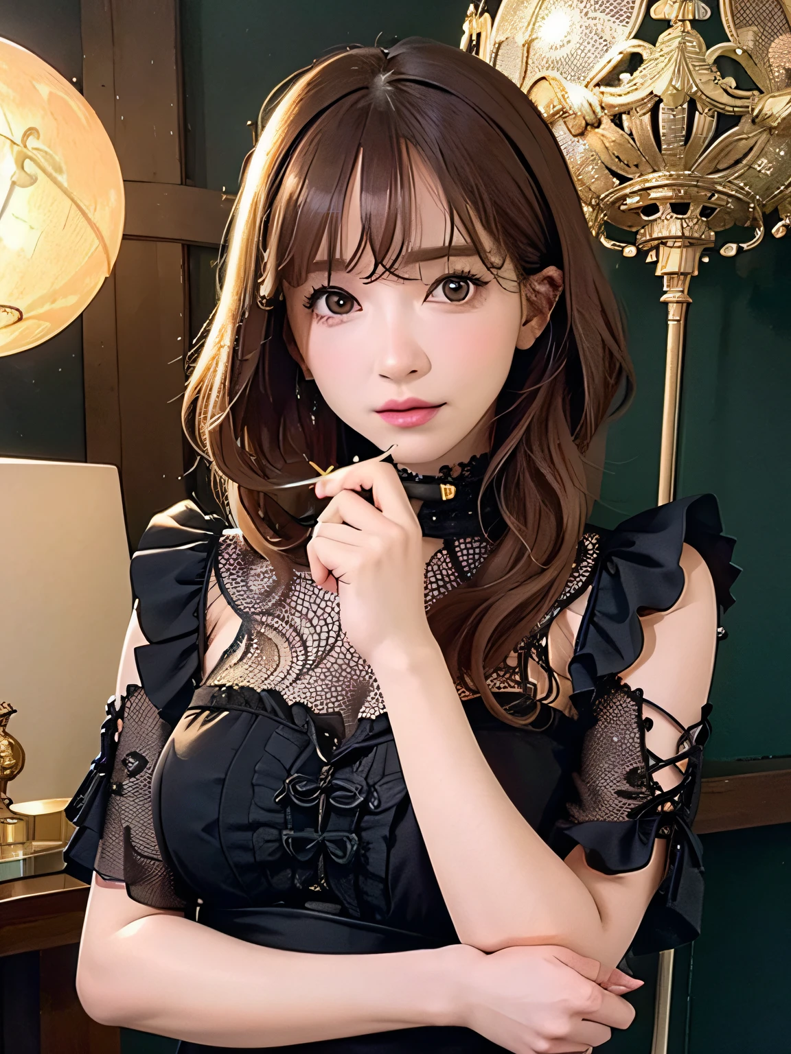Official art、unity 8k wall paper、ultra-detailliert、Beautifully Aesthetic、masterpiece、top-quality、(Photoreal Stick:1.8)、(Zentangle、a Mandala、Tangles、Tangles)、(Fractal Art:1.3)、One girl、ighly detailed、Dynamic angles、Cowboy Shots、The most beautiful forms chaos、elegent、Brutalist design、Vibrant colors、romantism、