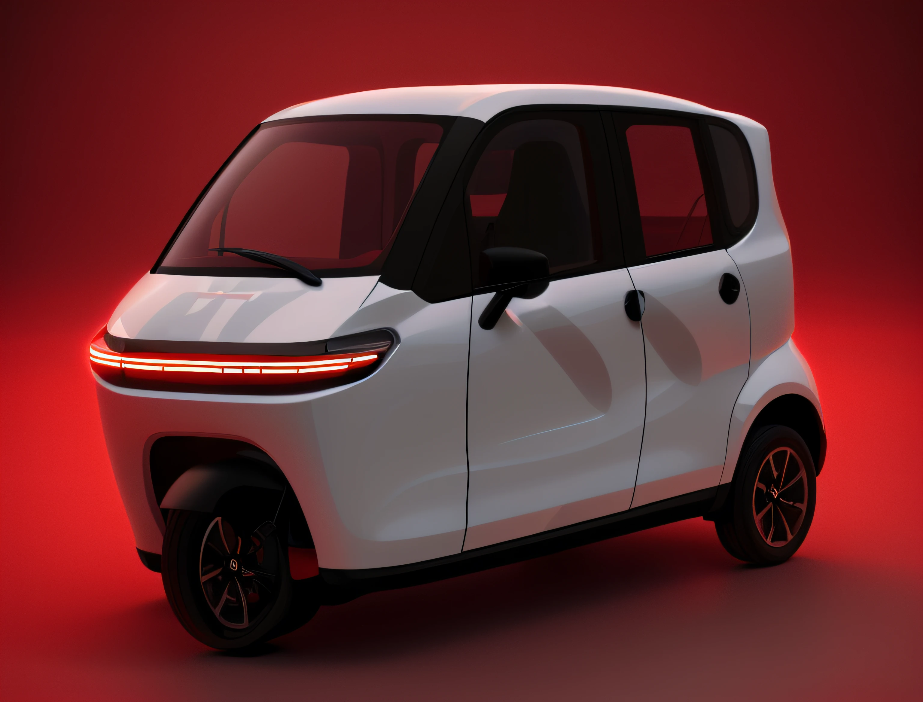 softlighting，Close up of white car on red background，KAMA Russian electric vehicles，Futuristic product car lens，cute future vehicles，Vehicle design trends，Zen concept，new vehicle，intelligent,,,,，Concept car，It has red and black paint，conceito，car concept，shaxi，Front perspective，tmasterpiece，Highest quality t，Extremely beautiful reflections，The best reflection，（Very detailed CG unity 8K wallpaper）（Best quality t）（The best illustrations）（The best shades），rendering by octane，Ray traching，Ultra-fine details，portrait symetrical， (Cyborg:1.1)，([Tail | detailed wire]:1.3)，(Complicated details)，hdr，(Complicated details，ultra - detailed:1.2)，Cinema lenses，Vignette，at centre，(Cyborg:1.1)，([Tail | detailed wire]:1.3)，(Complicated details)，hdr，(Complicated details，ultra - detailed:1.2)，Cinema lenses，Vignette，at centre，  Close up of a small white car on red background, kama russian electrocar, futuristic product car shot, vehicle concept photo!!, new vehicle, full view of a car, 3 d render even lit, Smart, art concept, finalrender, car concept, A digital rendering, 3 d render n - 9, semi - realistic render, hydrogen fuel cell vehicle，--Auto --S 2