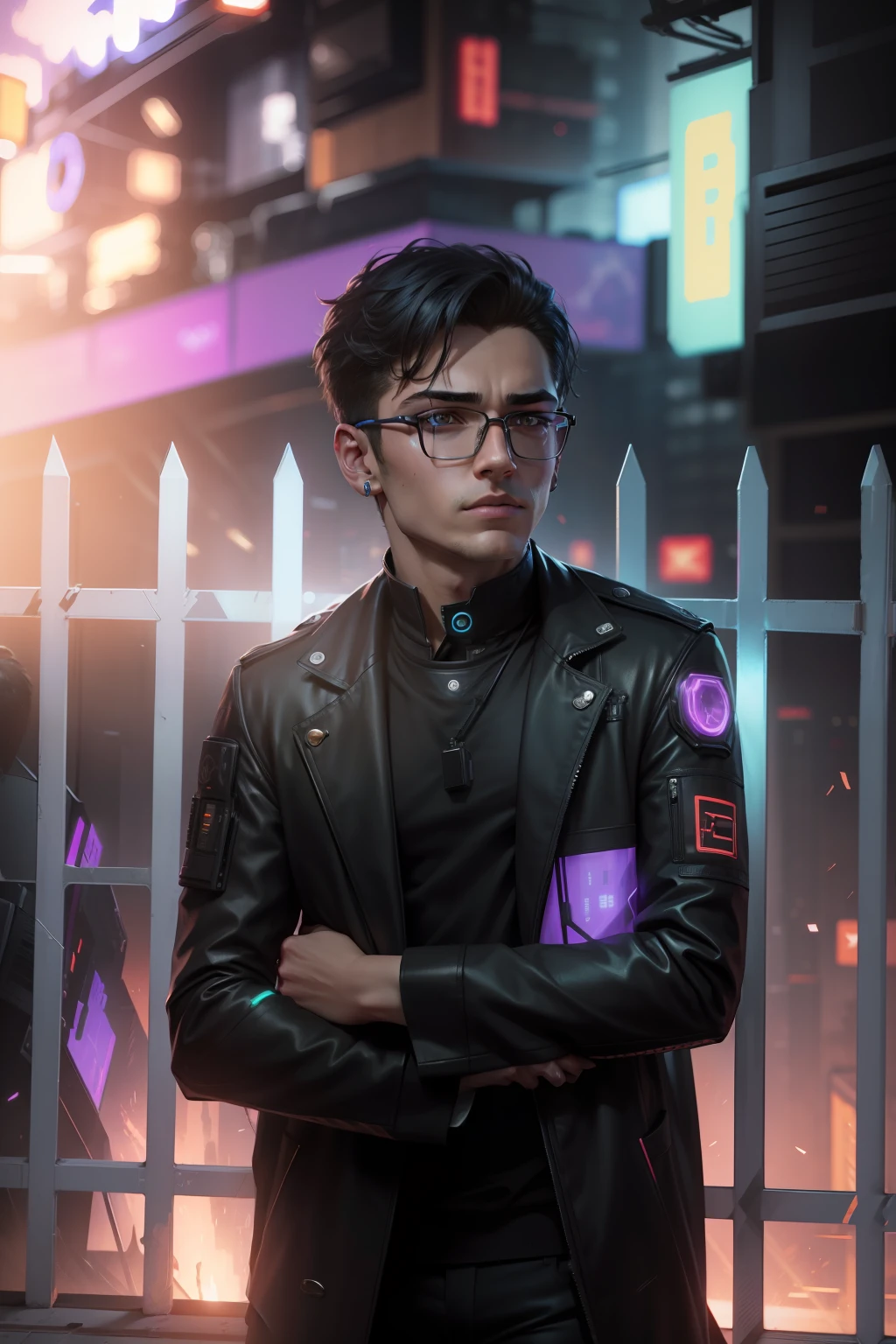 Change background cyberpunk handsome boy, realistic face,8k. Ultra realistic