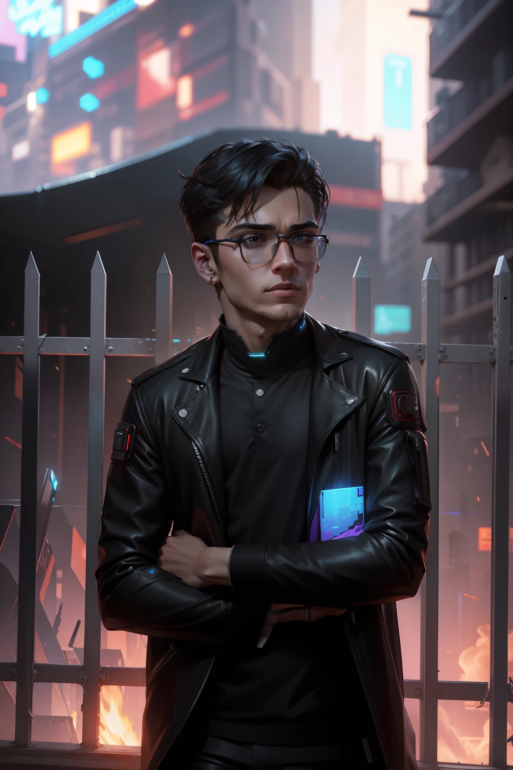 Change background cyberpunk handsome boy, realistic face,8k. Ultra realistic