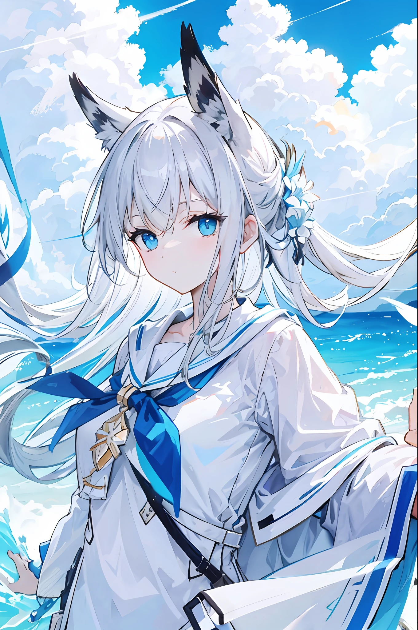 Seaside Blue sky and white clouds
