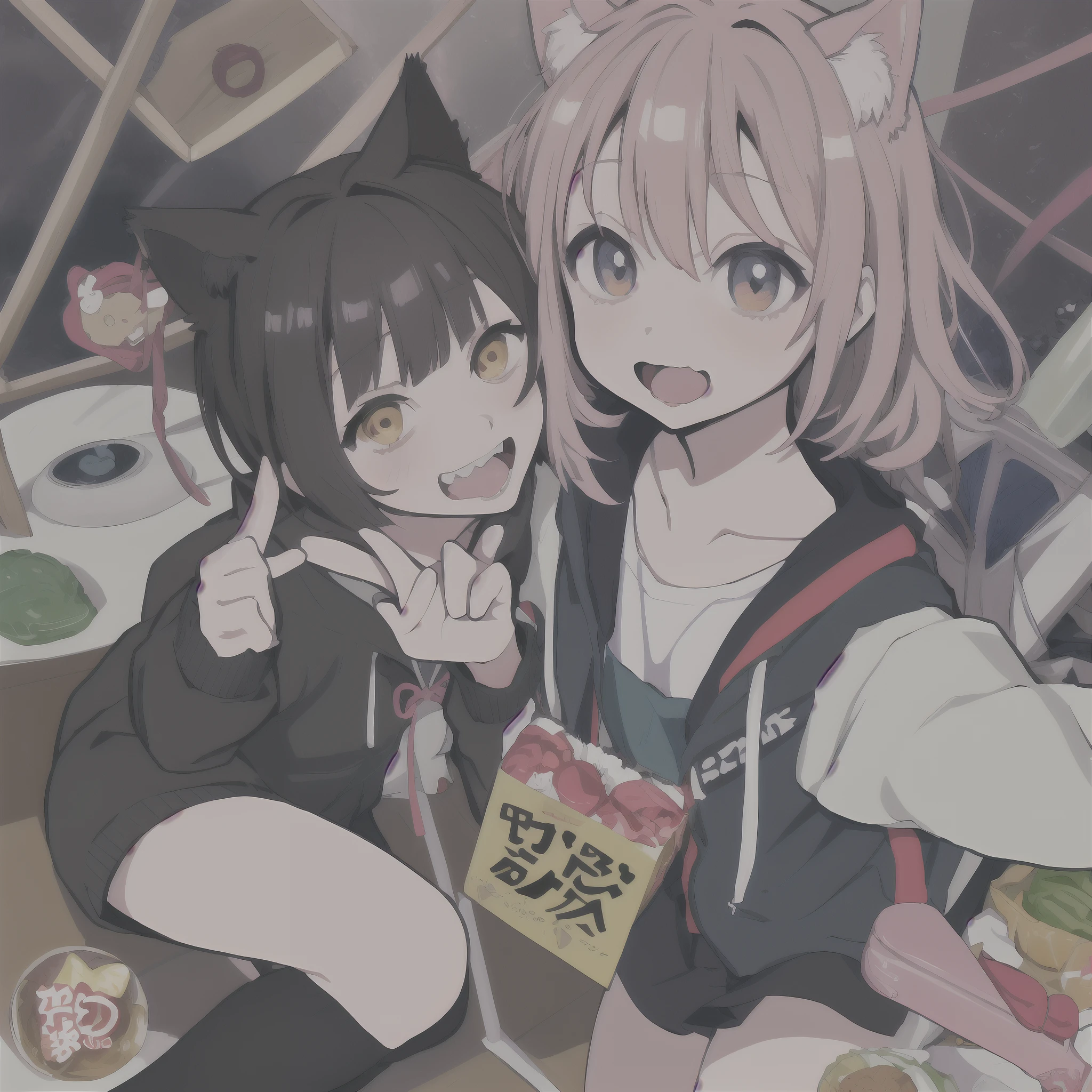 anime girl with a cat ears and a blue and white striped jacket, sayori, anime moe artstyle, nagatoro, anime cover, anime visual of a cute girl, anime portrait of shiina ringo, chiaki nanami from danganronpa, hanayamata, by Kamagurka, with index finger