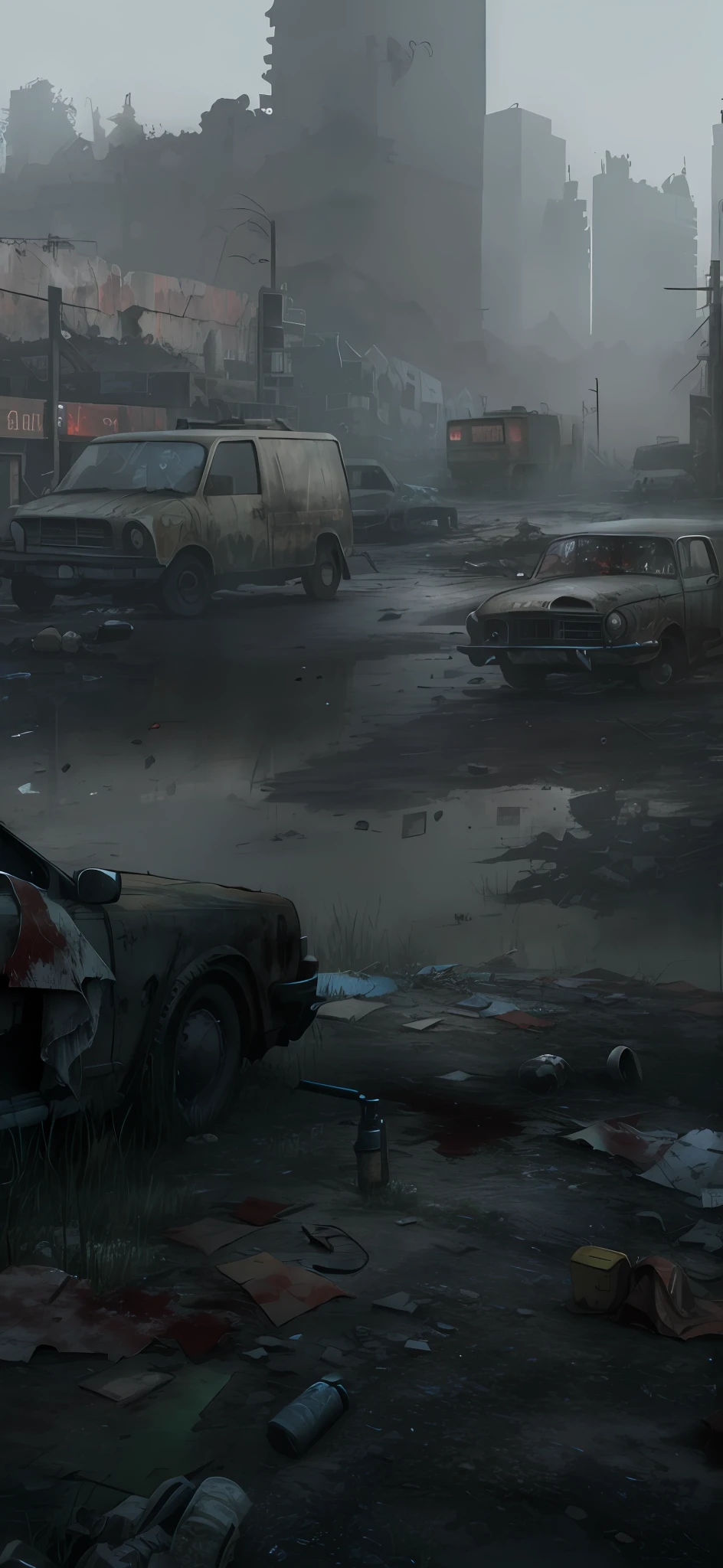 Ruined city,the last of us zombie,last of us,realistic apocalyptic war scene, ps 5 screenshot, detailed wide shot, Post apocalyptic scenario,Detailed picture details,Ultra-high lighting atmosphere,Cinema lenses,GameCG,k hd,8K
