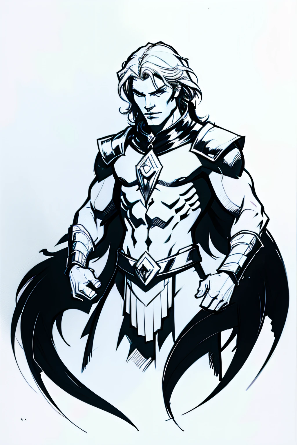 Mythological Ukrainian character known as Koschei, monochrome illustration, sketch, illustration for coloring