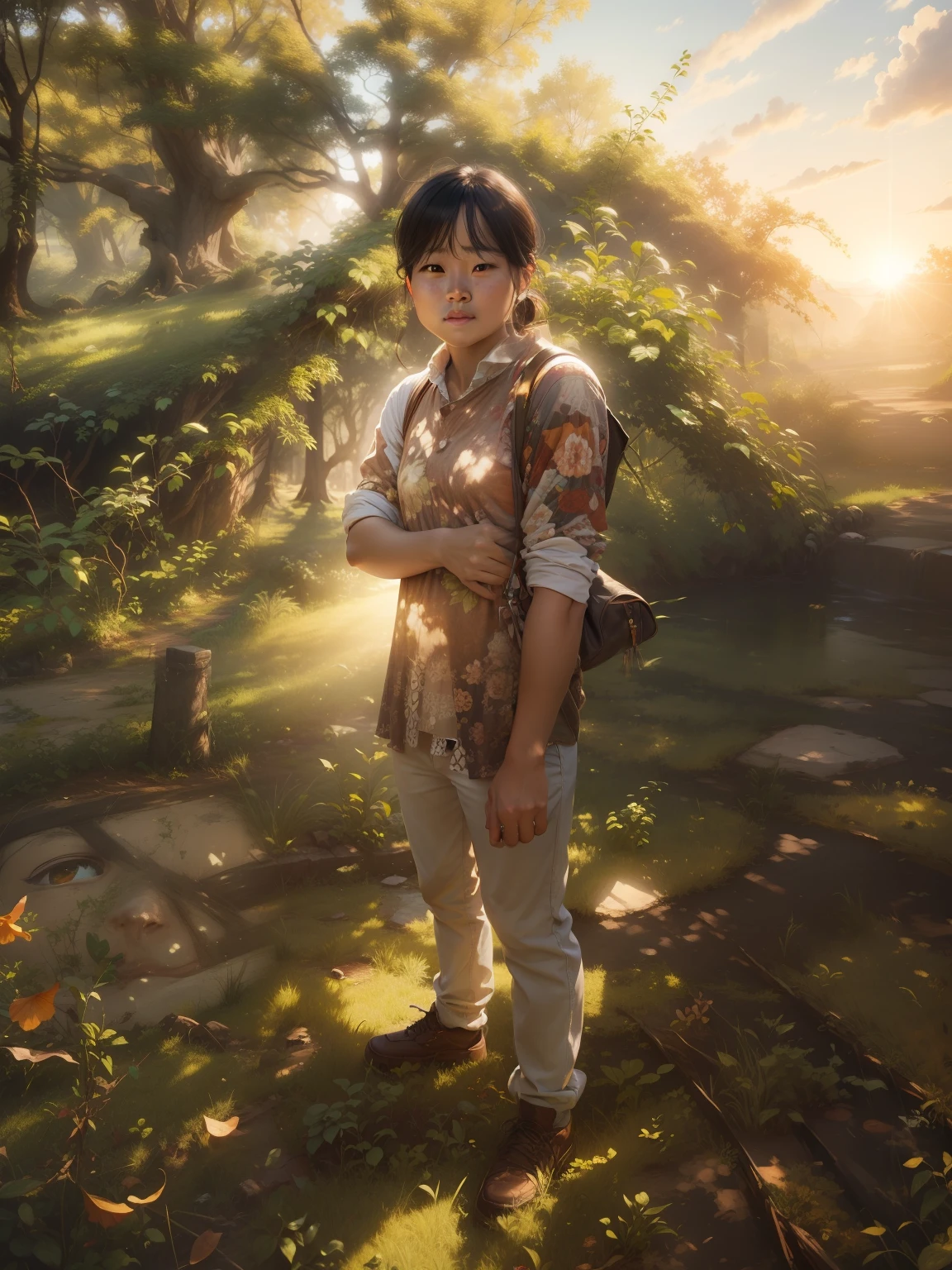 Change background. Realistic face. Sunlight.