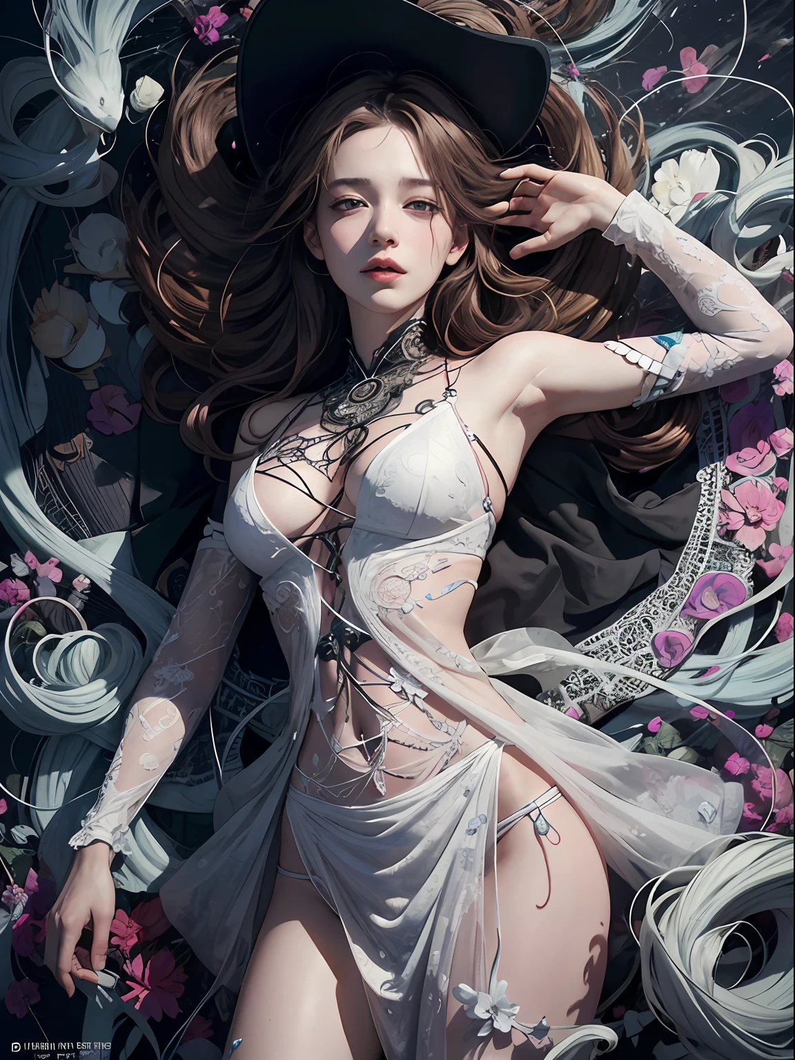official art, unity 8k wallpaper, ultra detailed, beautiful and aesthetic, beautiful, masterpiece, best quality, (zentangle, mandala, tangle, entangle), dynamic angle, cowboyshot, the most beautiful form of chaos, elegant, a brutalist designed, vivid colours, romanticism, by james jean, roby dwi antono, ross tran, francis bacon, michal mraz, adrian ghenie, petra cortright, gerhard richter, takato yamamoto, ashley wood, atmospheric, enjoying a stream of music, where you can visualize the notes, ecstasy of musical notes, streaming musical notes visible