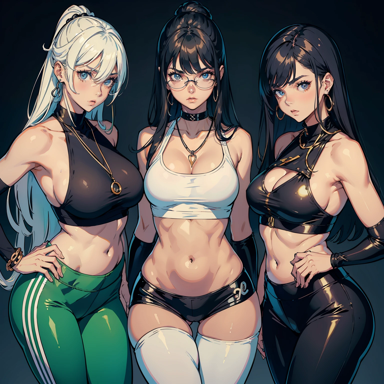 corpo bonito, cara bonita, 3 s juntas, meninavelha, Cabelos ruivos claros, olho, chain around neck, ombros, moletom, legging pants, peito grande, barriga, cintura fina, pernas grossas, coxas grossas, Background scenario randomly looking at the viewer