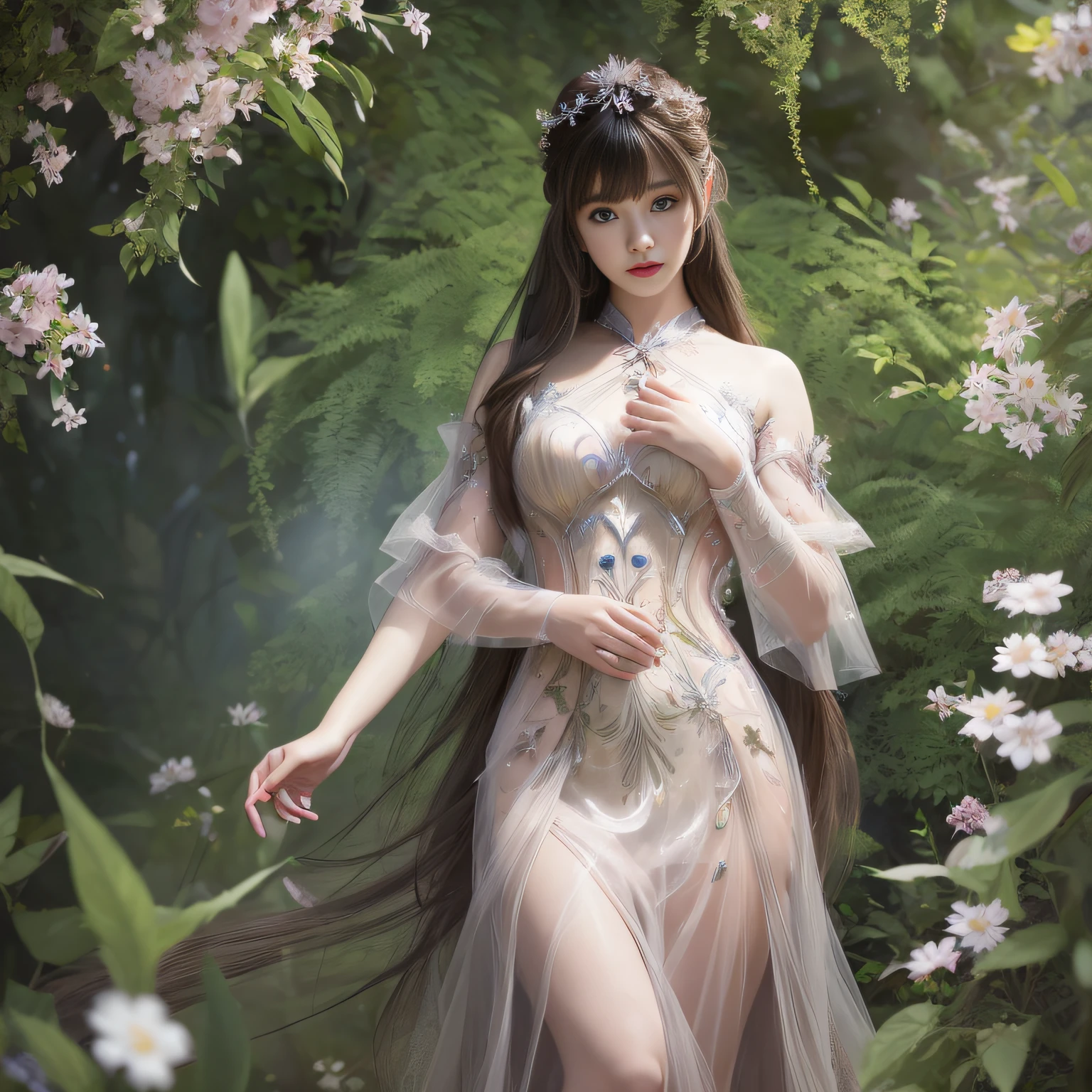 (photo:1.2),((photorealistic:1.4))best quality ,masterpiece, illustration, an extremely delicate and beautiful, extremely detailed ,CG ,unity ,8k wallpaper, Amazing, finely detail, masterpiece,best quality,official art,extremely detailed CG unity 8k wallpaper,absurdres, incredibly absurdres, huge filesize, ultra-detailed, highres, extremely detailed,beautiful detailed girl, extremely detailed eyes and face, beautiful detailed eyes,light on face,cinematic lighting,full body,full-body shot,1girl,see-through,outdoors,