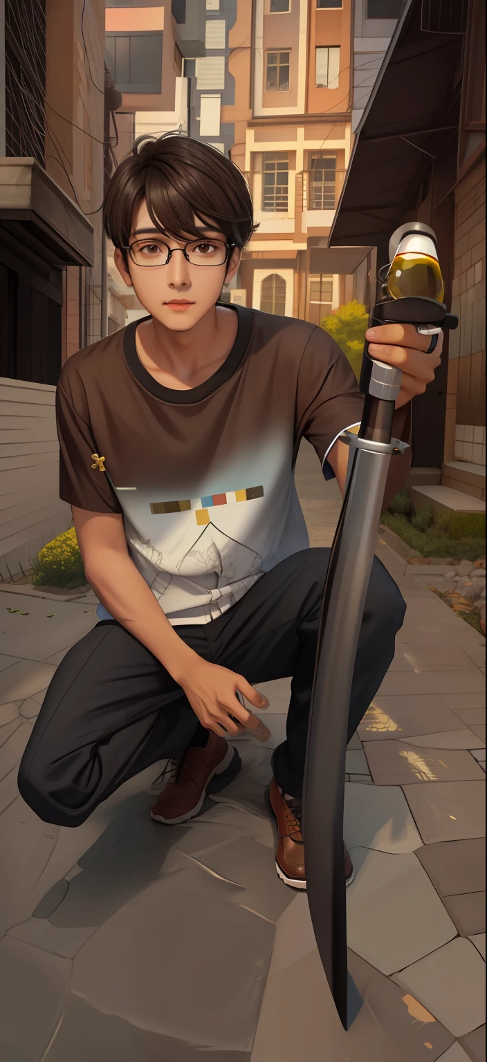 1boy,glasses,solo,black hair,brown eyes,brown hair,sylish hair,looking at viewer,name sakib