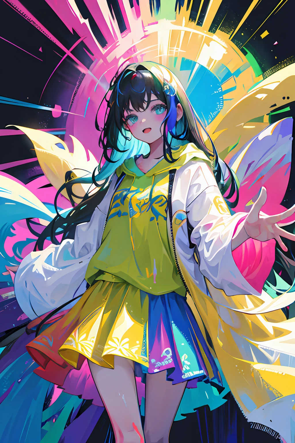 rainbow paint, a girl made entirely out of rainbow paint, entirely paint, 1girl, all rainbow paint, hdr, (intricate details, hyperdetailed:1.15), gorgeous lighting, rainbow, paint splatter, splashes, very rainbow, very colorful, neon, paint drops, rainbow paint background, colorful background