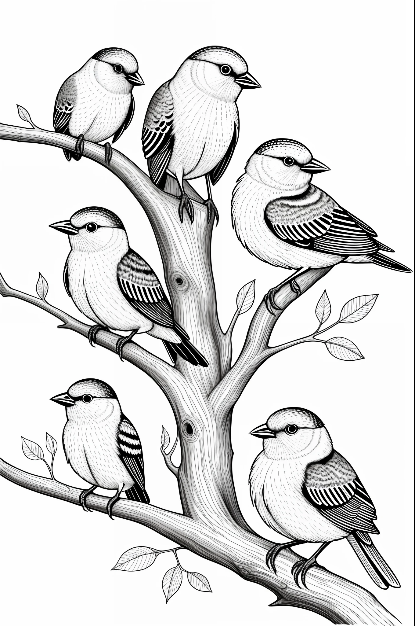 a drawing of three birds sitting on a branch of a tree, very detailed birds, highly detailed linework, clean ink detailed line drawing, beautiful line art, highly detailed illustration, line art illustration, extremely detailed linework, highly-detailed illustration, highly detailed sketch, birds f cgsociety, detailed line art, highly detailed ink illustration, line work