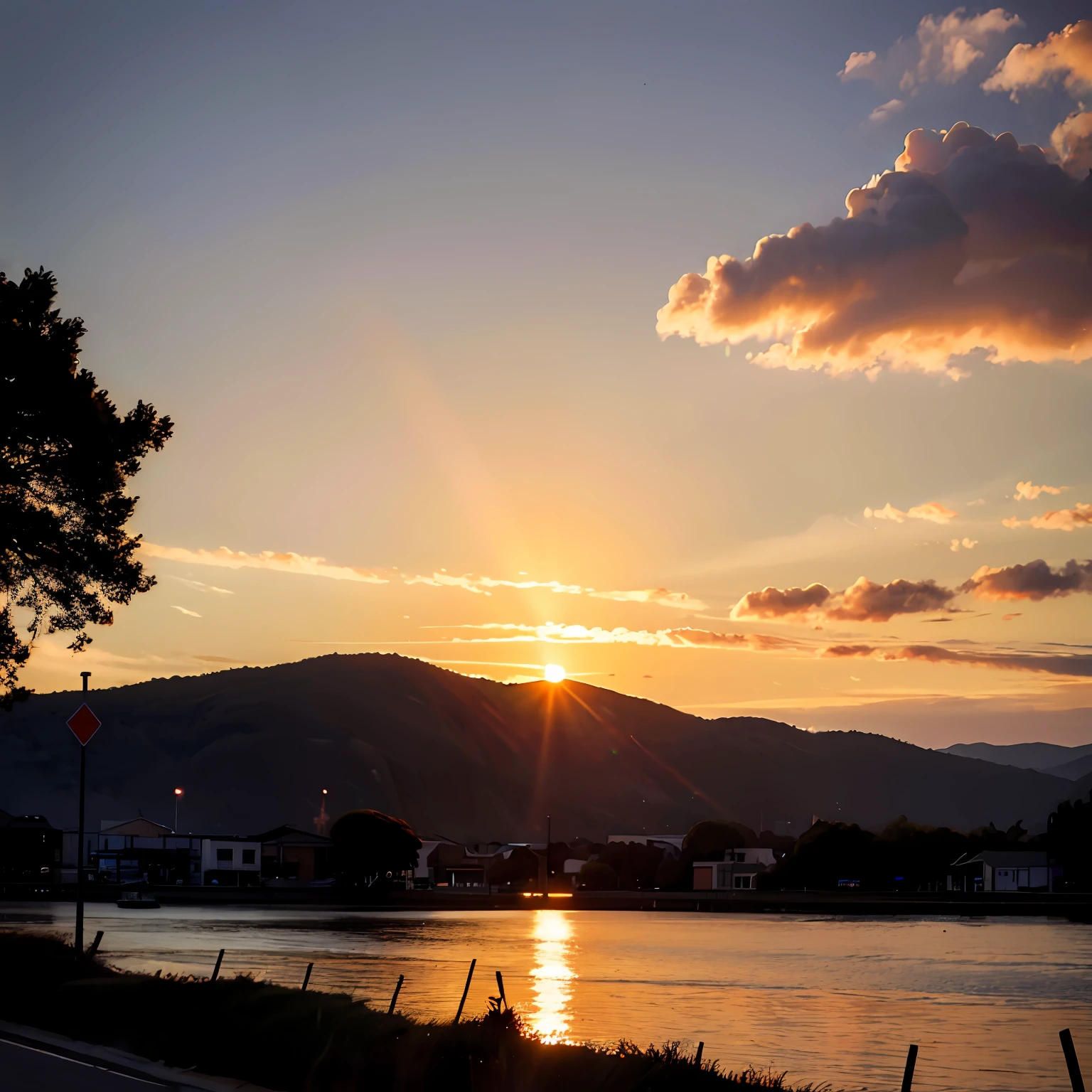 evening light，the sunset，Burning clouds，The sky is unmanned