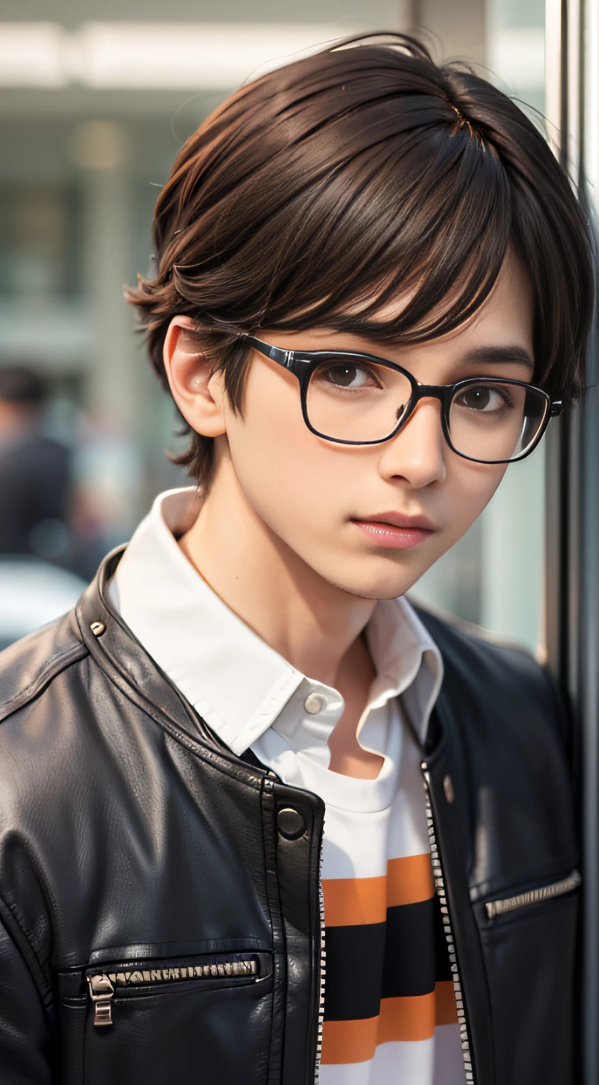 1boy,glasses,solo,black hair,brown eyes,brown hair,sylish hair,looking at viewer,name sakib