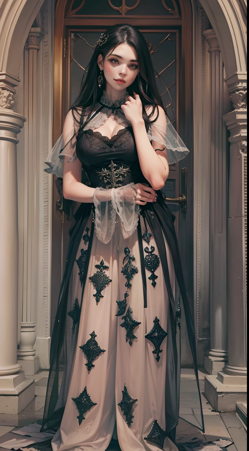 Beautiful woman in intricate Romantic Vintage Gothic Outfit