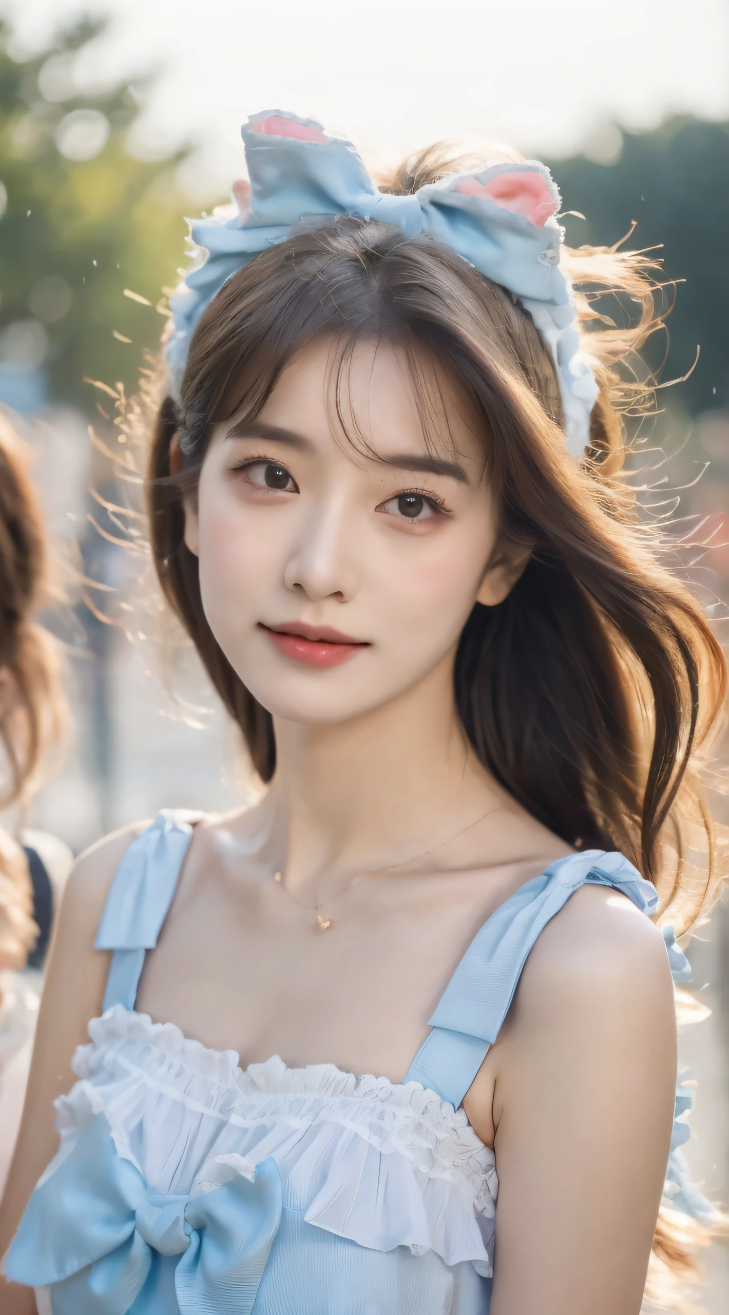 ((Best Quality, 8k, Masterpiece: 1.3)), Focus: 1.2, Perfect Body Beauty: 1.4, Buttocks: 1.2, (Layered Haircut: 1.2)), (Rain, Street:1.3), Highly detailed face and skin texture, Fine eyes, Double eyelids, Whitening skin, Long hair, (Round face: 1.5), sweet_****ta