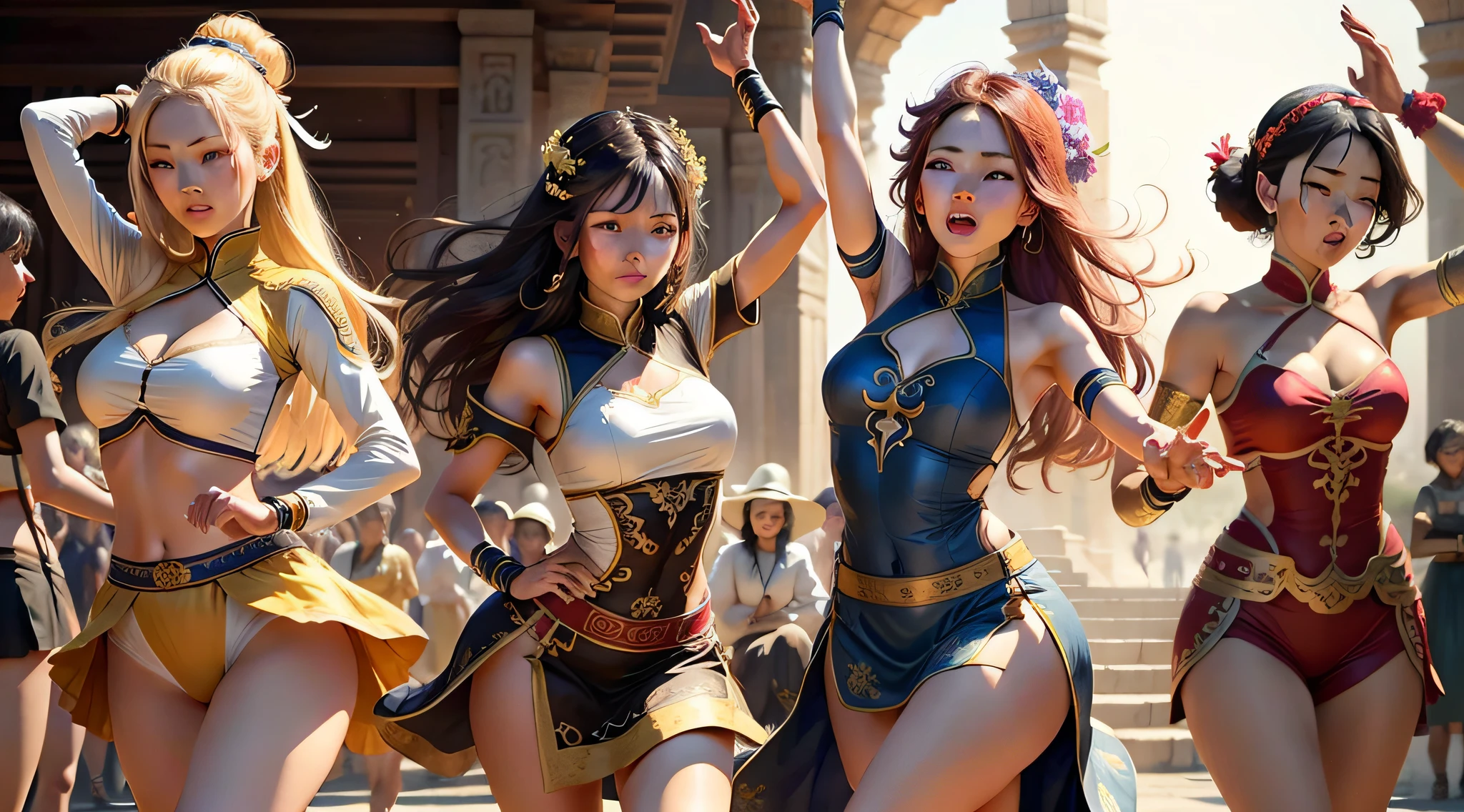 ancient wind，Beautuful Women，group of people，Yang，dances