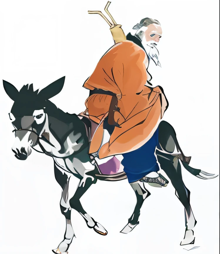 Arapei rides a donkey,There is a man on it, Traditional Chinese art, mongol, ancient china art style, chinese three kingdoms, the wise man is riding on top, Traditional Chinese painting, author:Kameda Takarasai, author:Eisai Nakaki, inspired by Kikuchi Yōsai, Chinese traditional, Traditional Chinese clothing