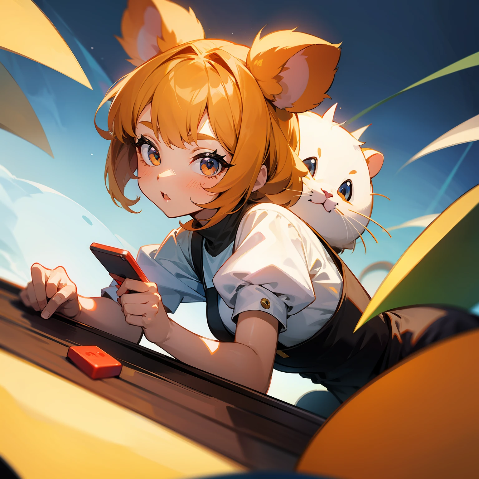 Cute lady hamster sister playing games