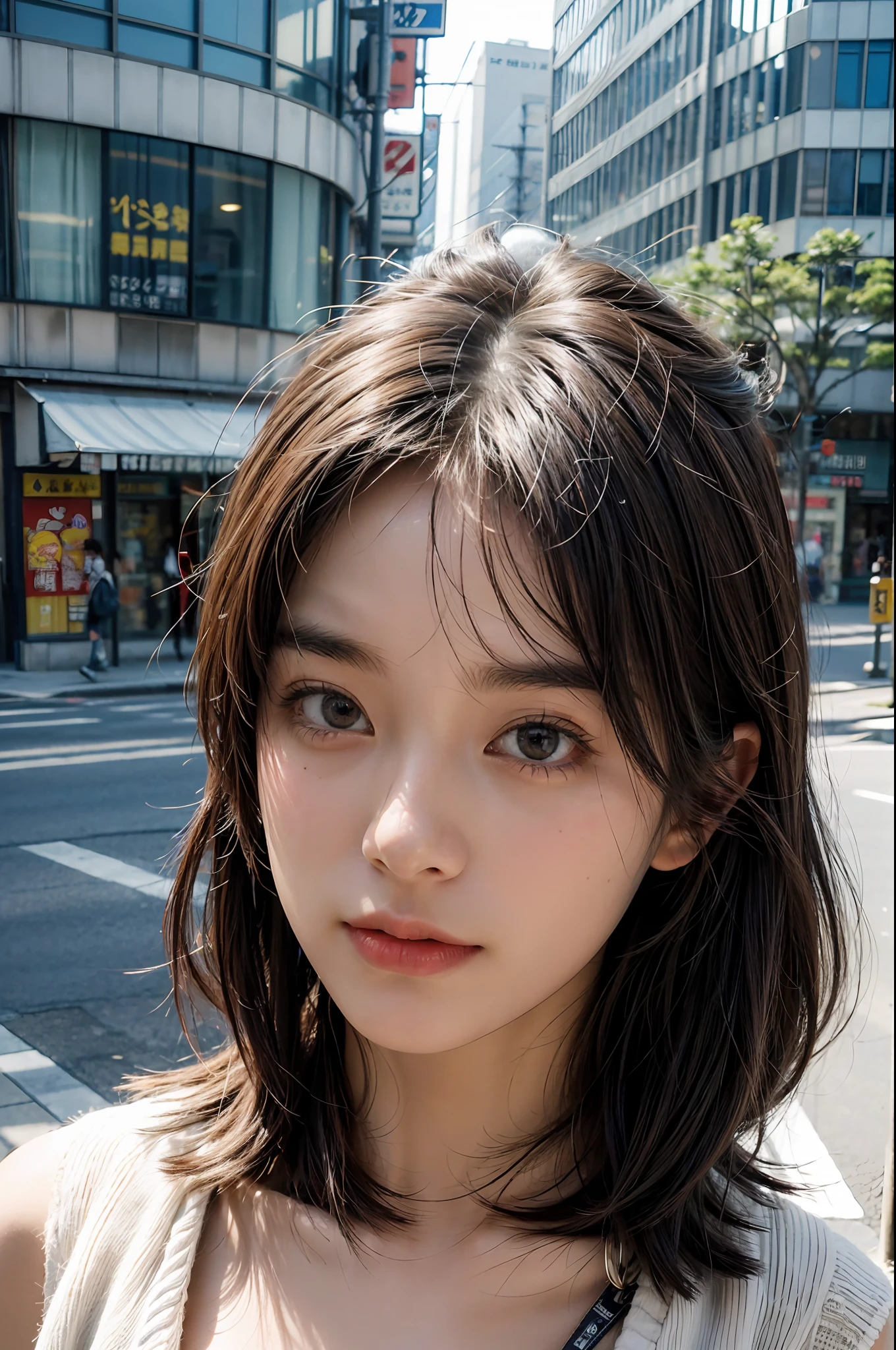 8k,RAW photo,best quality,masterpiece,(realistic,photo-realistic:1.37),(looking at viewer:1.331),posing,Tokyo street,1girl,moyou,