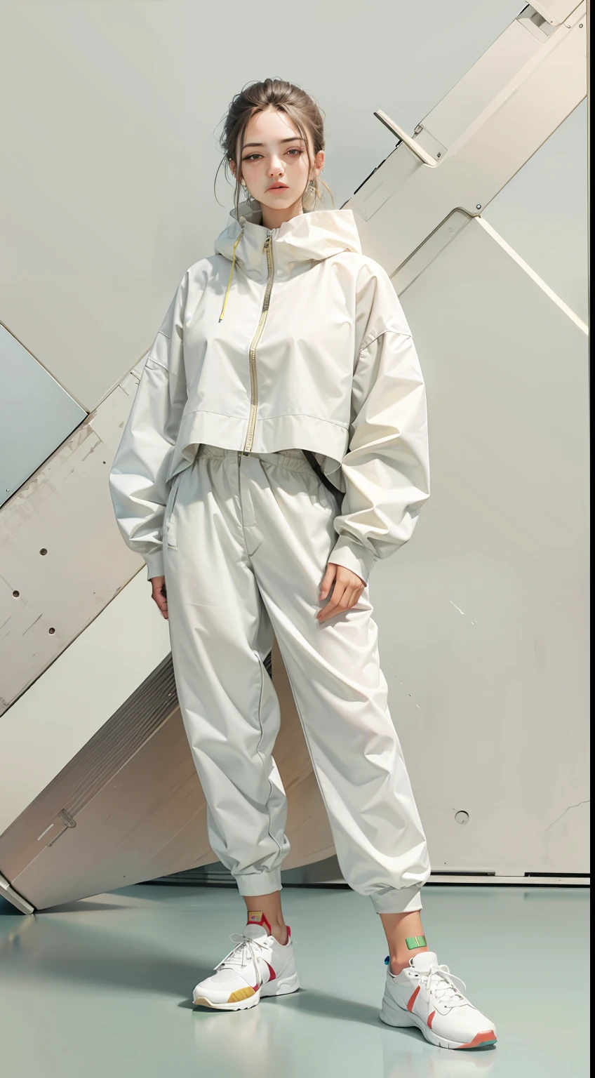 Beautiful woman in intricate Minimalist and Sporty Outfit