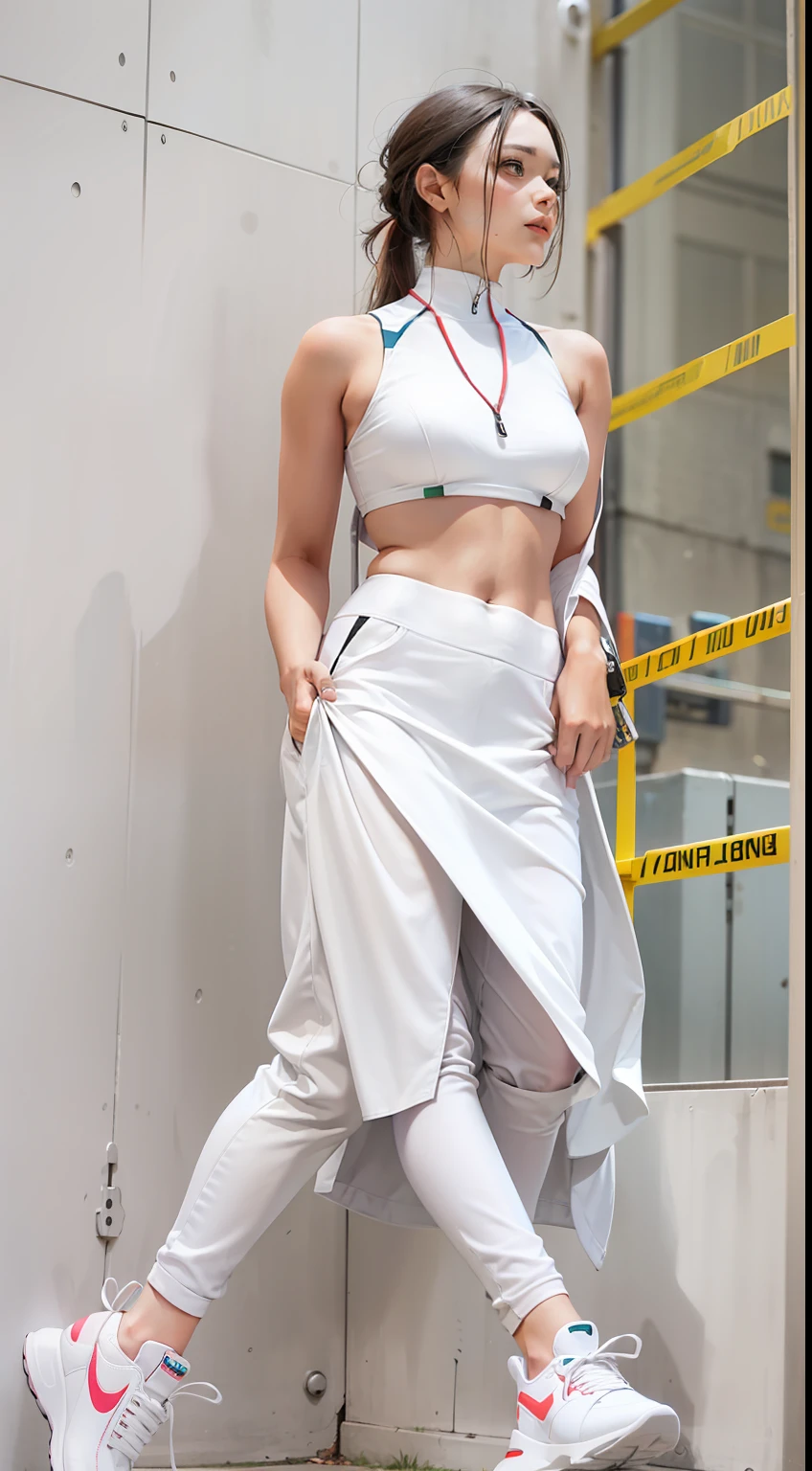 Beautiful woman in intricate Minimalist and Sporty Outfit