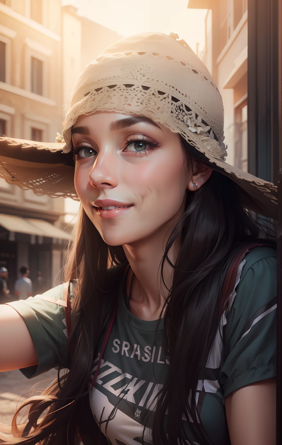 Hat, smile, realistic,8k, t shirt