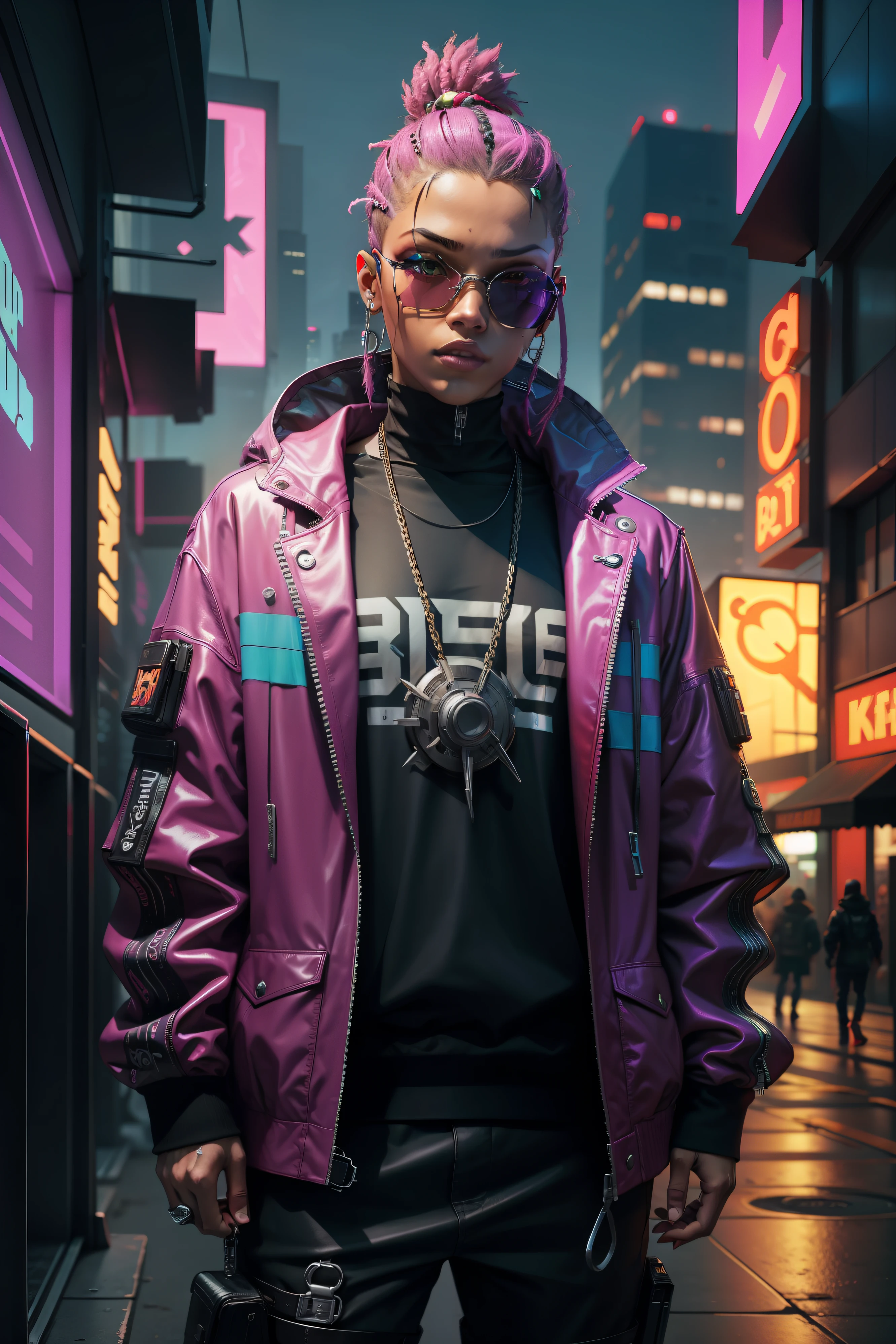 Cyberpunk hip hop teen character