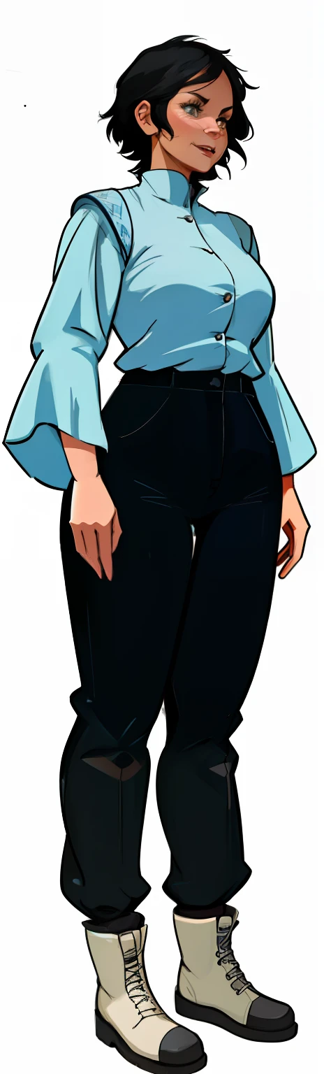 (35-year-old cartoon old woman, full body close-up), astronomer,with short black hair, Forward-facing