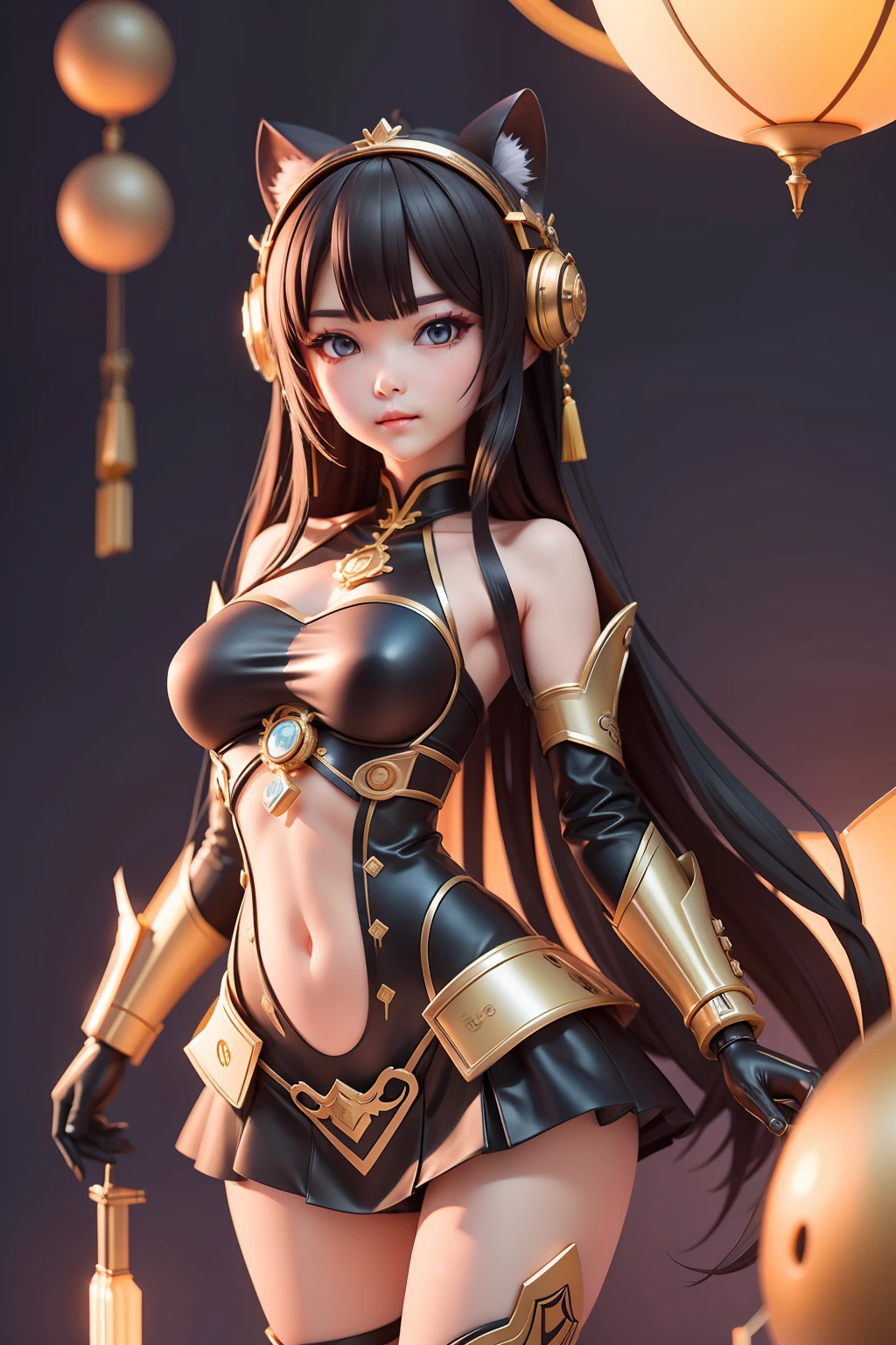 1girl, Best quality at best, The is very detailed, ultra - detailed, tmasterpiece, 8K high resolution, super fine illustrations, hoang lap, 独奏, GameCG, suzerain, is in night, (blacklight:1 ), (Detailed beautiful face and eyes:1), command spell, mecha musume, masks, mechanicalparts, robotjoints,