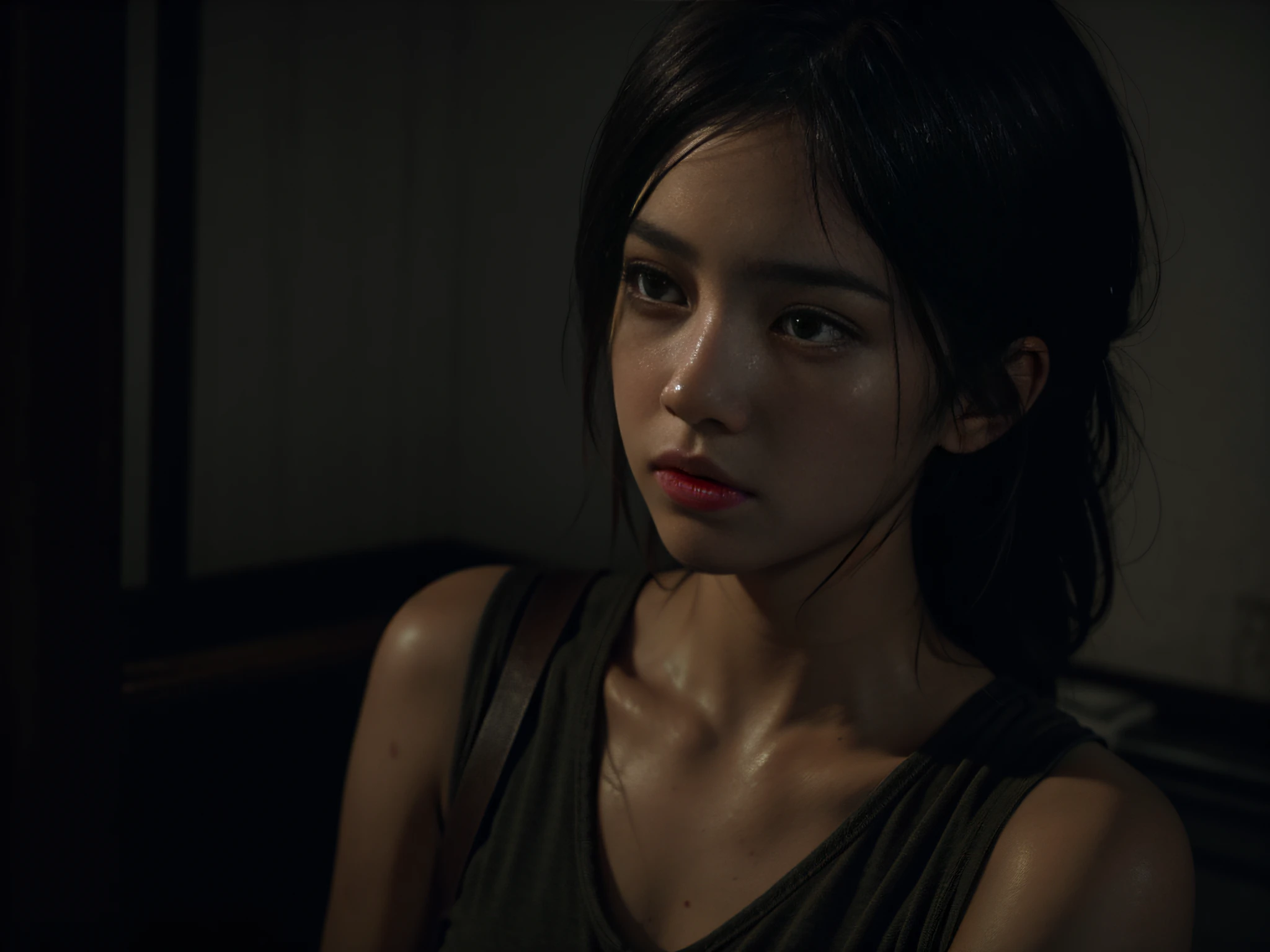 High picture quality,Ray traching, RAW photogr,grieves,last of us,Ellie, pastelcolor,Ultra-delicate skin, press photography,Sharp shots,
low-light