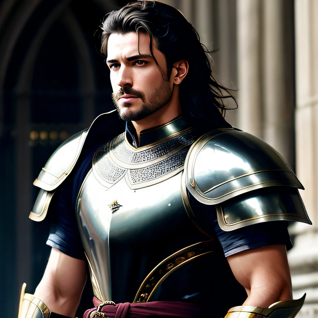 Model Style, (чрезвычайно подробные wallpaper CG Unity 8k), full shot body photo of the most beautiful artwork in the world, Medieval Armor, Hispanic men, Professional majestic oil painting, Antonio Moro, trends on ArtStation, Trends on CGSociety, Intricate, High Details, Clear Focus, Clear image, dramatic photorealistic painting by Midjourney and Greg Rutkowski, full - body, clean, beatiful face,Waist-length armor, handsome male, A very handsome man