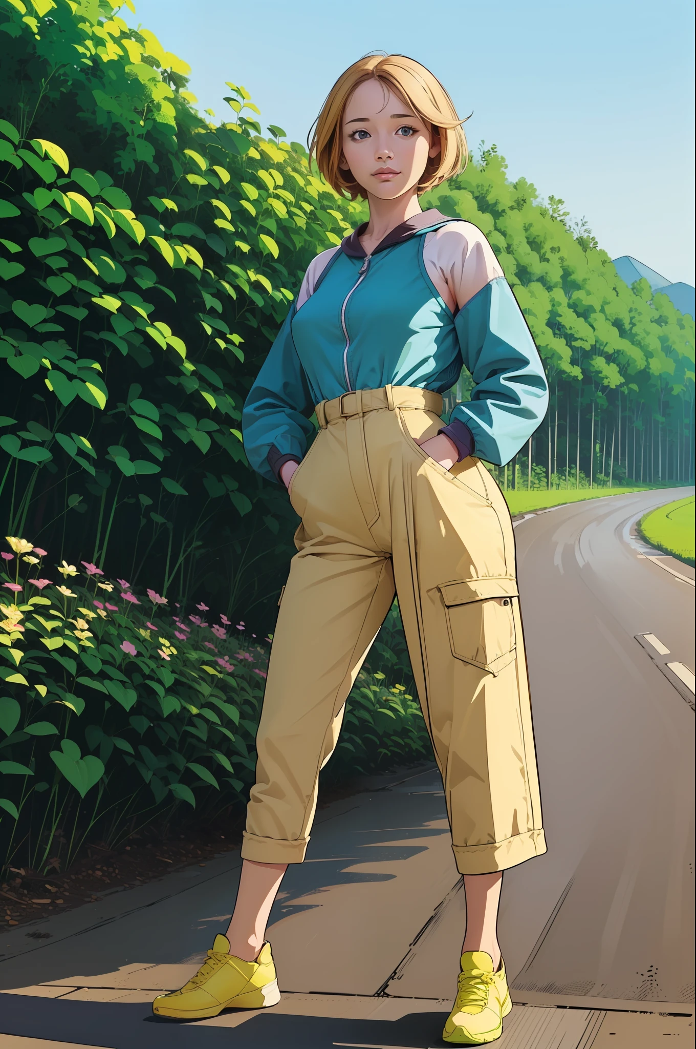 girl,(prettify)
(dog:1.4), (Bright,Country Road Background:1.4), (hotify:1.2),(masterpiece,detailed,highres:1.4) , covered_nipples,Short Hair,(masterpiece,detailed,highres:1.4) ,(Standing with hands in pockets)