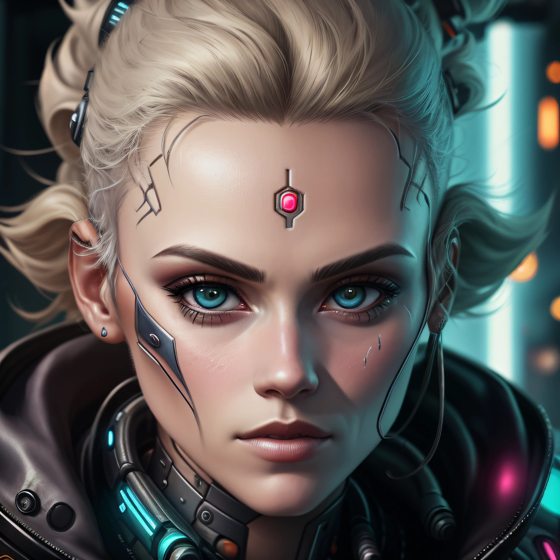 detalhe realista, rosto cheio com estilo cyberpunk