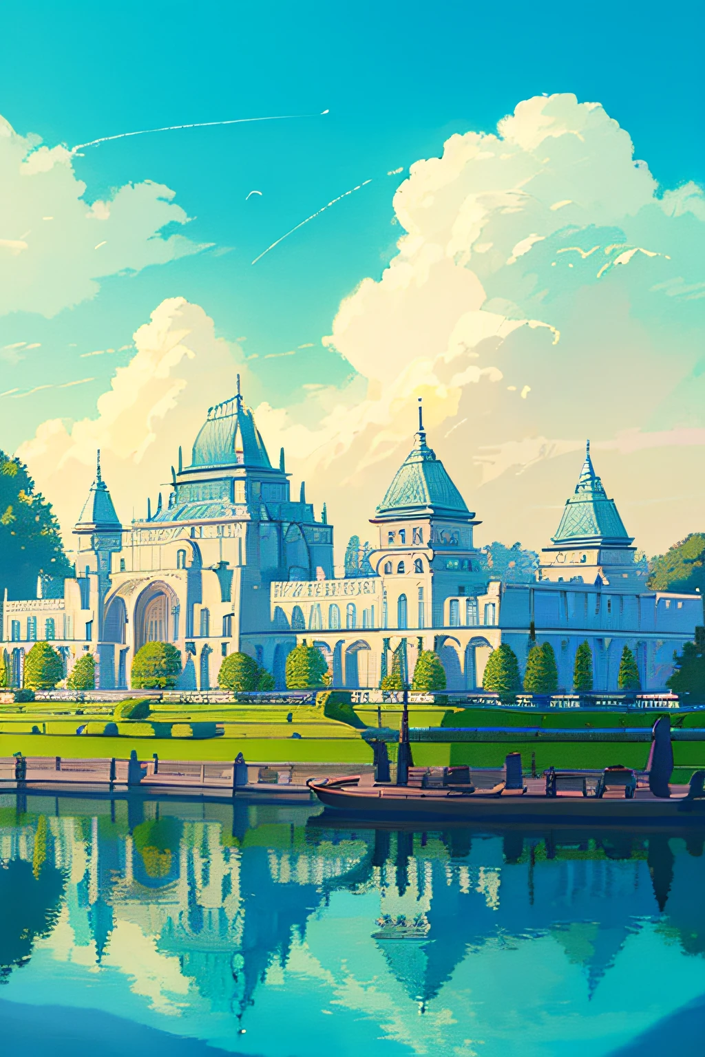 (extremely detailed CG unity 8k wallpaper),(((masterpiece))), (((best quality))), ((ultra-detailed)), (best illustration),(best shadow), ((an extremely delicate and beautiful)),dynamic angle,floating, fairyland,dynamic angle,sea of flowers,beautiful detailed garden,wind,classic,spring, (detailed light),feather, nature, (sunlight), river, forest,(((floating palace))),((the best building)),beautiful and delicate water,(painting),(sketch),(bloom),(shine)