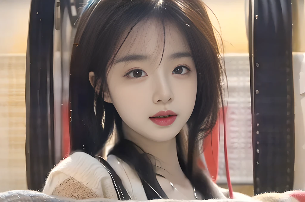 (8k, RAW photo, photorealistic:1.38) ,physically based rendering, ( lip gloss, eyelashes, glossy side, shiny skin, best quality, ultra high resolution, depth of field, chromatic aberration, caustic, wide light, natural shadow, Kpop idol) Watch the audience with serenity and goddess-like happiness,