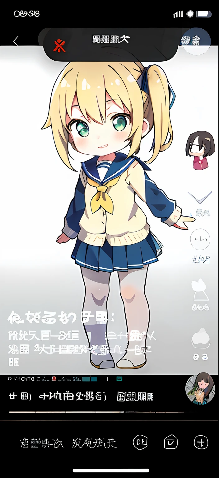 Green eyes，Anime girl in blue dress and yellow tie, Kantai collection style, small loli girl, anime visual of a cute girl, Edgeie anime style, Pisif, Pisif style, pinterest anime, small curvaceous loli, Cute anime style, anime moe art style, Popular on Pisif, hololive, Popular on Pixiv, eechi