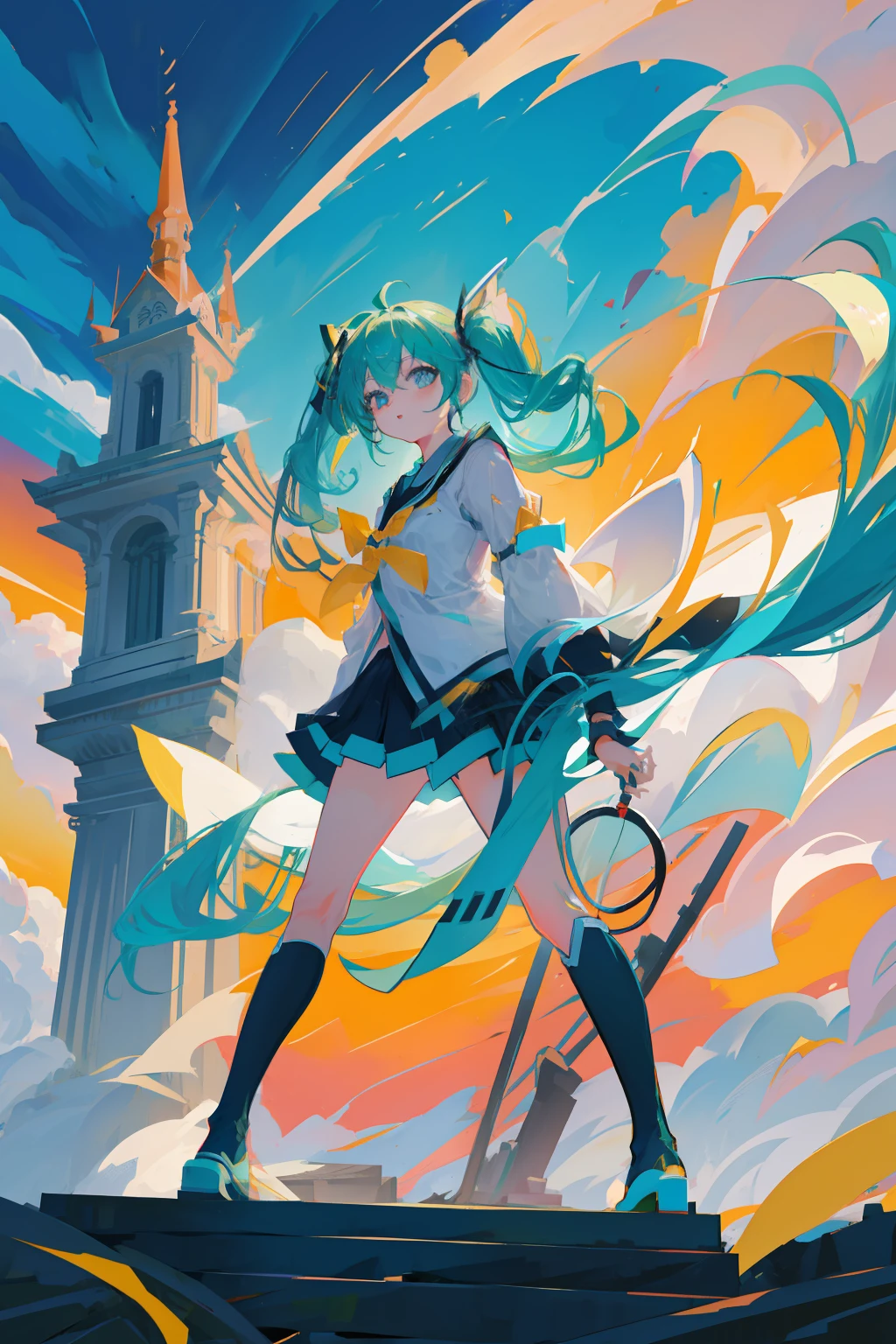 Hatsune Mirai Half-length Statue，Rich colors，niji