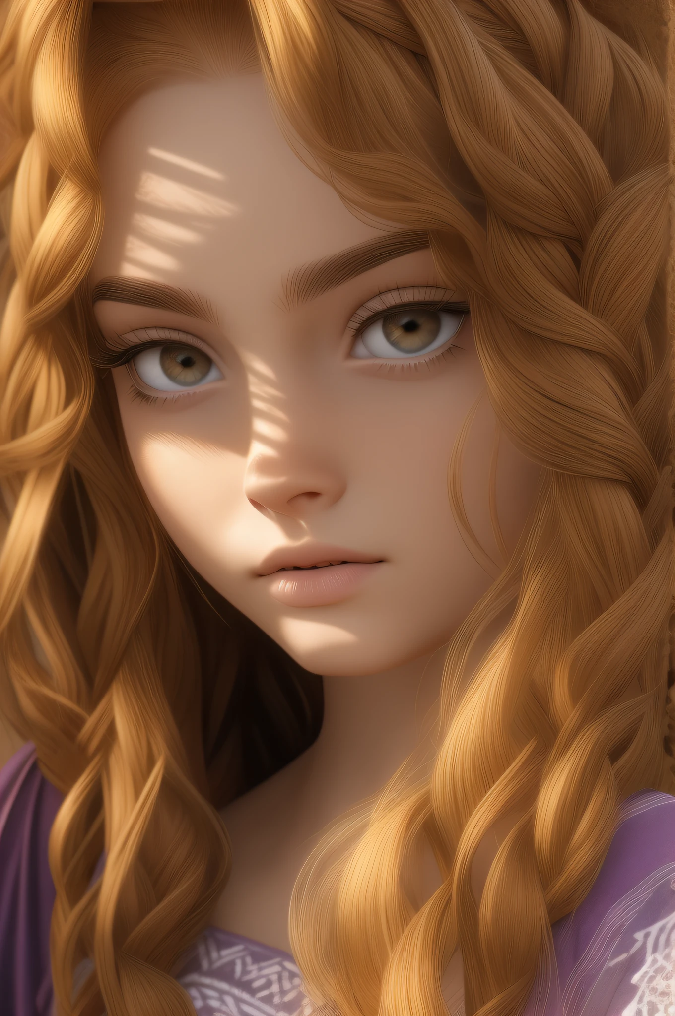 (master part), best quality, olhos expressivos, rosto perfeito, adolescente, sombra perfeita, Regra de cores 60-30-10, 3/4 corpo, Rosto detalhado perfeito, olhos detalhados perfeitos, olhos perfeitos, rosto delicado, efeitos de catchlight, cabelo longo de gengibre, plaits, roupas estampadas, estilo niji, intrincado, insanamente detalhado, fotorrealista, Rastreamento de vray, HDR, 32k