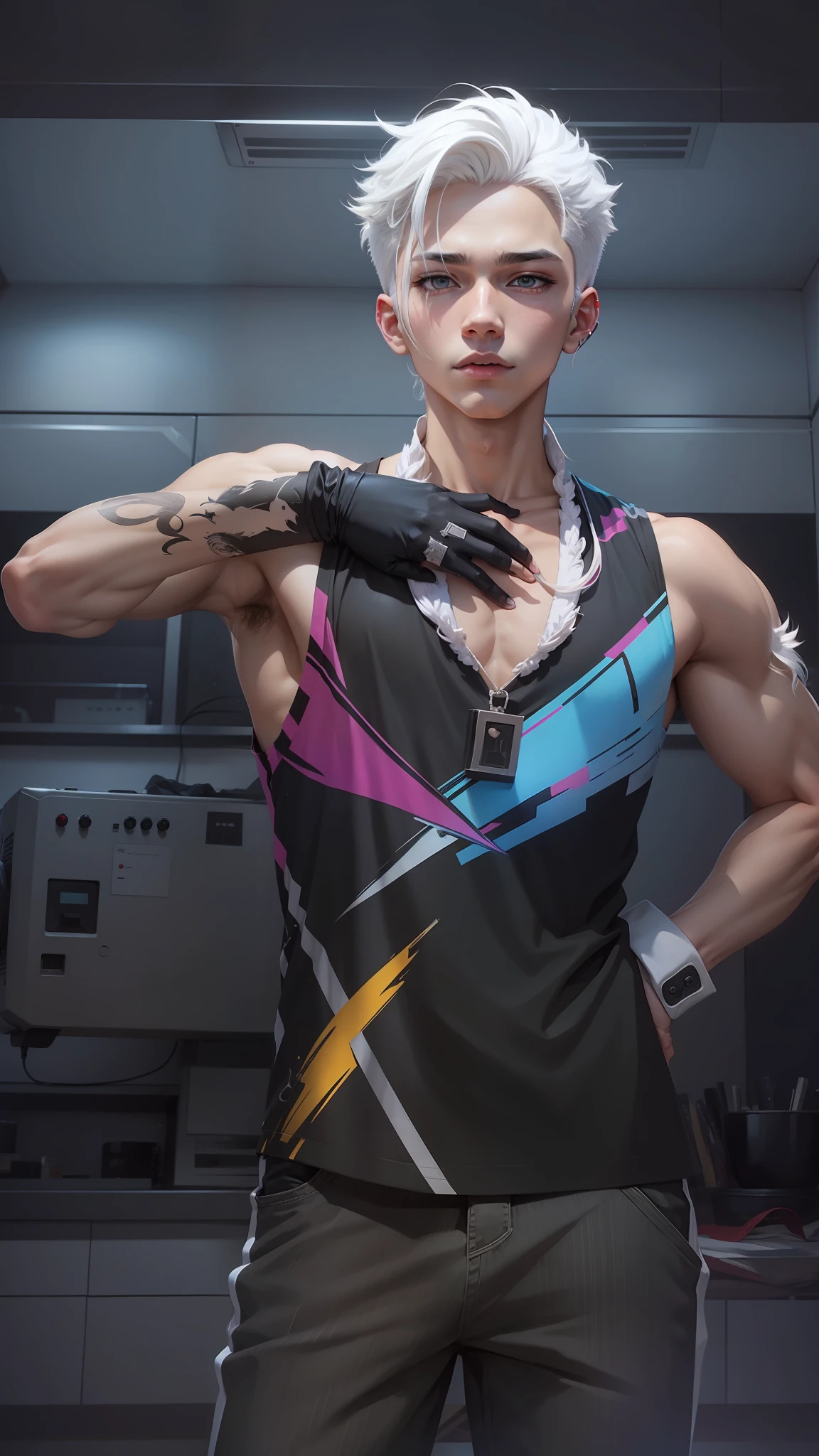 1boy, anime, white hair