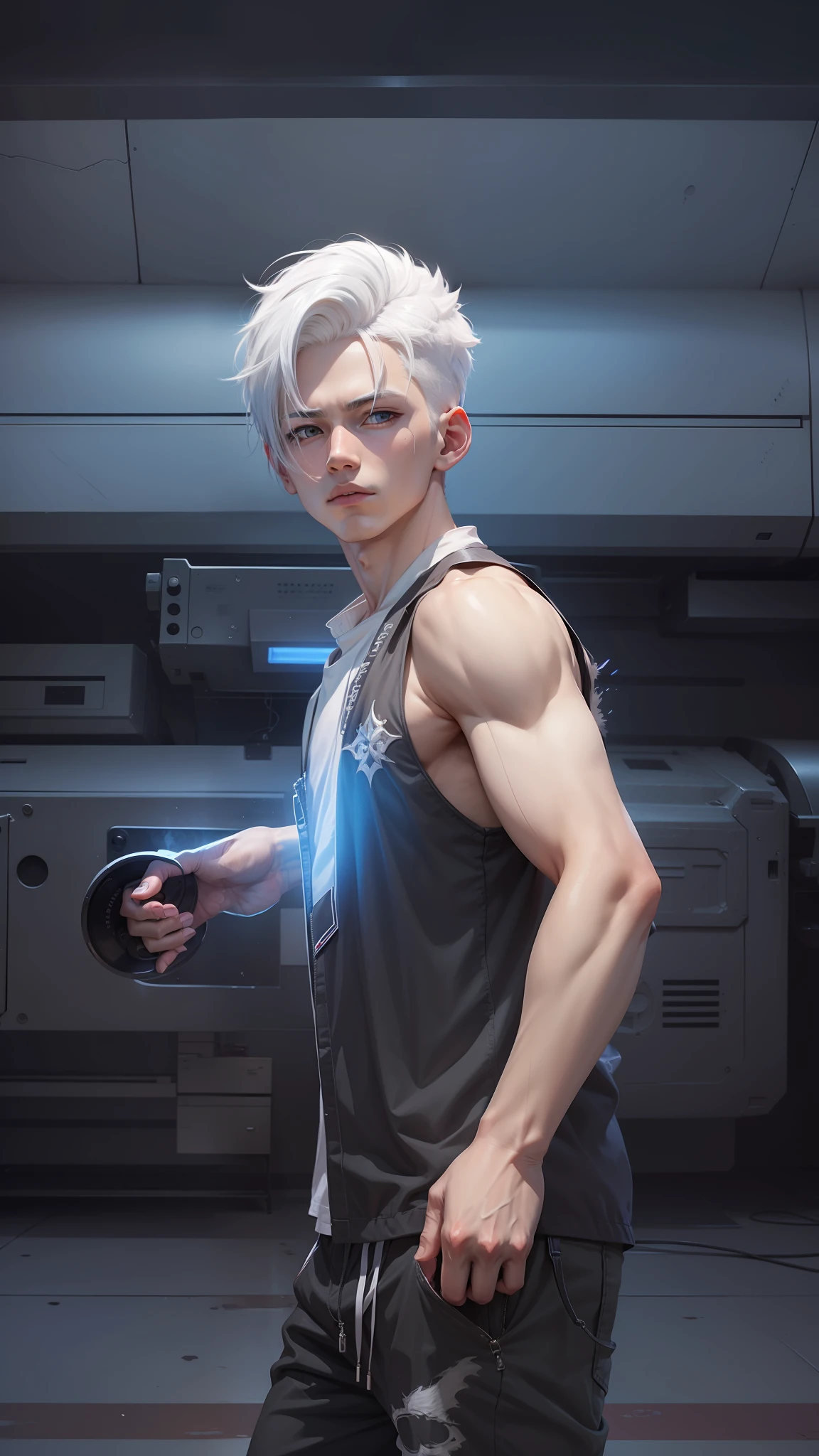 1boy, anime, white hair